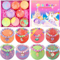 Bath Bombs for Kids with Toys Inside, 8-Pack Gift Set - Extra Large Fizzing Bath Bombs for Girls with Surprise Bracelet, Bubble Bath, Birthday Gifts for 3 4 5 6 7 8 Year Old Girl(Package May Vary)