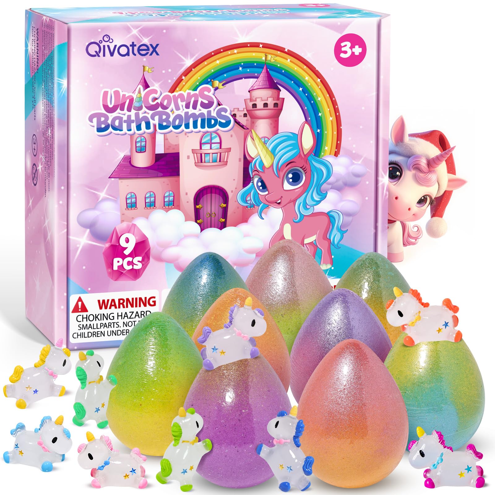 Qivatex Bath Bombs for Kids with Dinosaur Toys Inside, Natural Organic | Fun Bubble Bath Gift Set, Perfect for Fathers Day & Kids Birthday Presents. Gentle Formula for Daily Bath Time