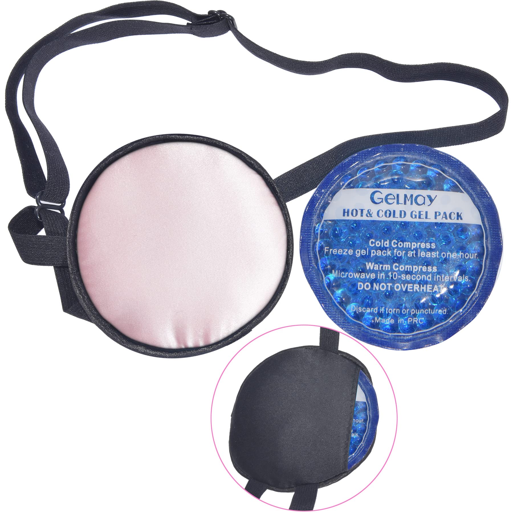 Cooling Eye Patches for Puffy Eyes, Pure Silk Ice Eye Patch, Single Eye Mask, Medical One Eye Cover Cold Hot Therapy Strabismus Lazy Eyes After Surgery Adult Kid Pirate Eyepatch (Black)
