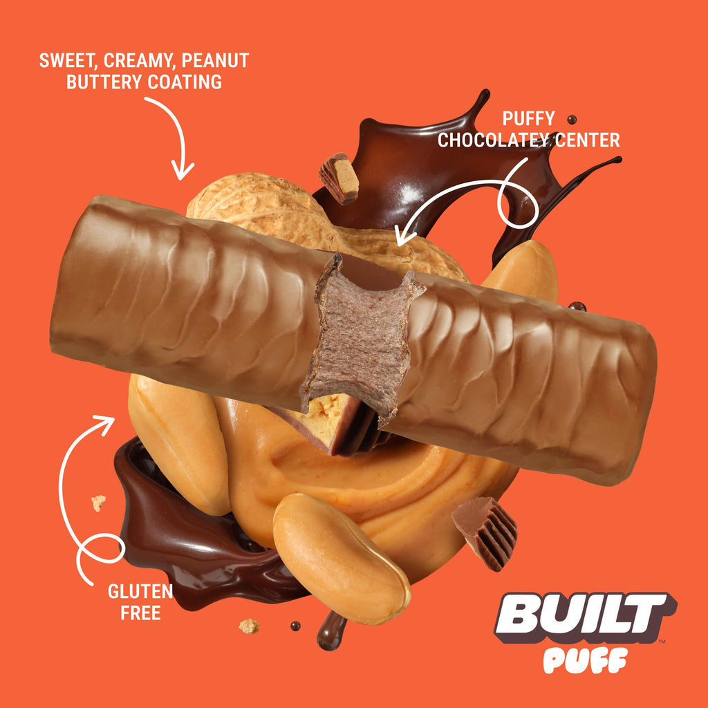 BUILT Bar Puff Protein Bars - Variety Pack - 15-17g Protein Snack Bars with Collagen - Calorie Conscious & Gluten Free - 12 Count, Variety May Vary | Protein Snack Bars with Collagen, Calorie Conscious, Gluten Free