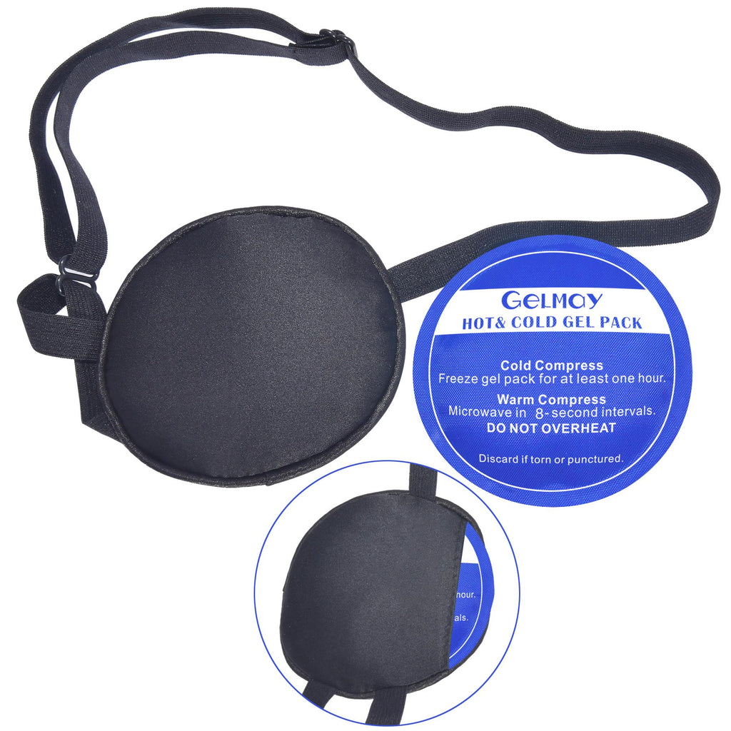 Cooling Eye Patches for Puffy Eyes, Pure Silk Ice Eye Patch, Single Eye Mask, Medical One Eye Cover Cold Hot Therapy Strabismus Lazy Eyes After Surgery Adult Kid Pirate Eyepatch (Black)