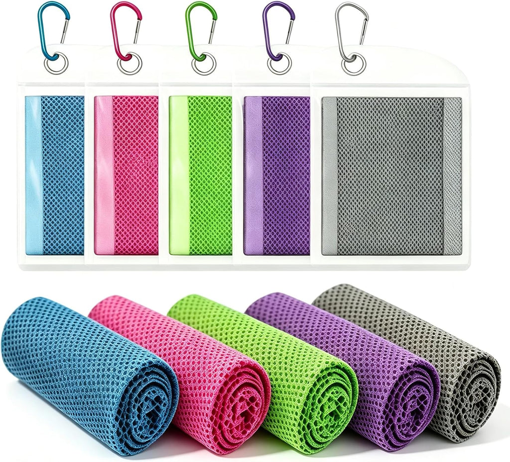 Cooling Towel for Neck and Face, 5 Pack Soft Microfiber Cold Towel | 40 X 12 Inch Breathable Cooling Towels, Cool Towels For Neck Hot Weather, Sports, Yoga, Workout, Running, Golf, Camping