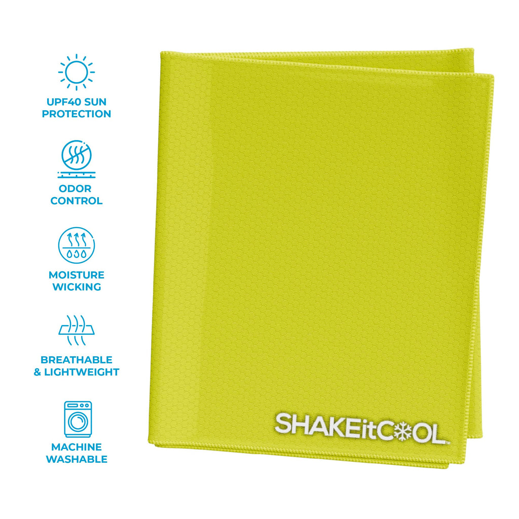 SHAKEitCOOL Extended Size Cooling Towel – Be Cool in Style - Heat Relief, Soft, Lightweight, Sun Protection, Easy Clean - Perfect for Biking, Hiking, Running, Yoga, Golf - Blue Purple Wave M