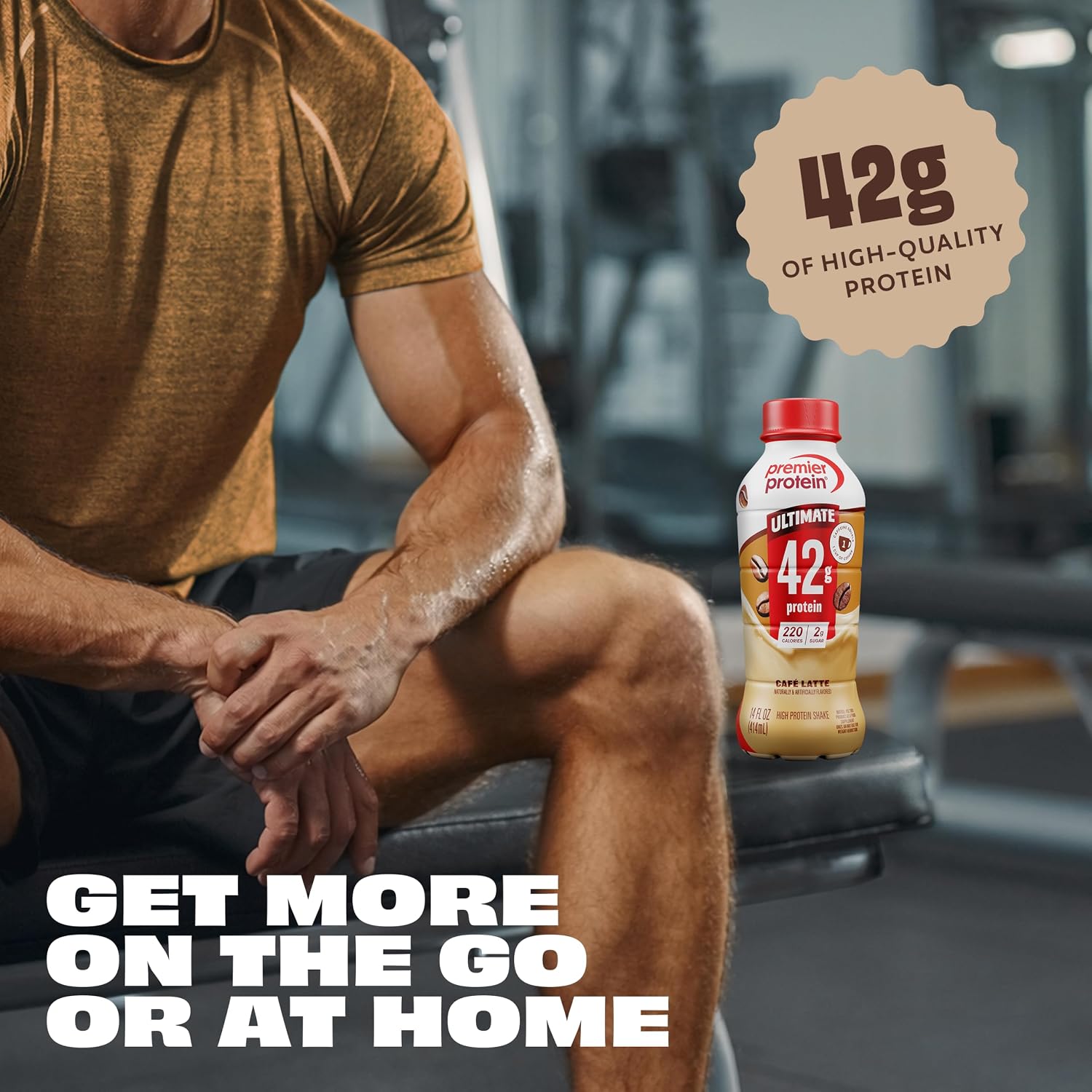 Premier Protein ULTIMATE High Protein Shake, 42g Protein, 2g Sugar, Café Latte, 14 fl oz (12 Pack)
