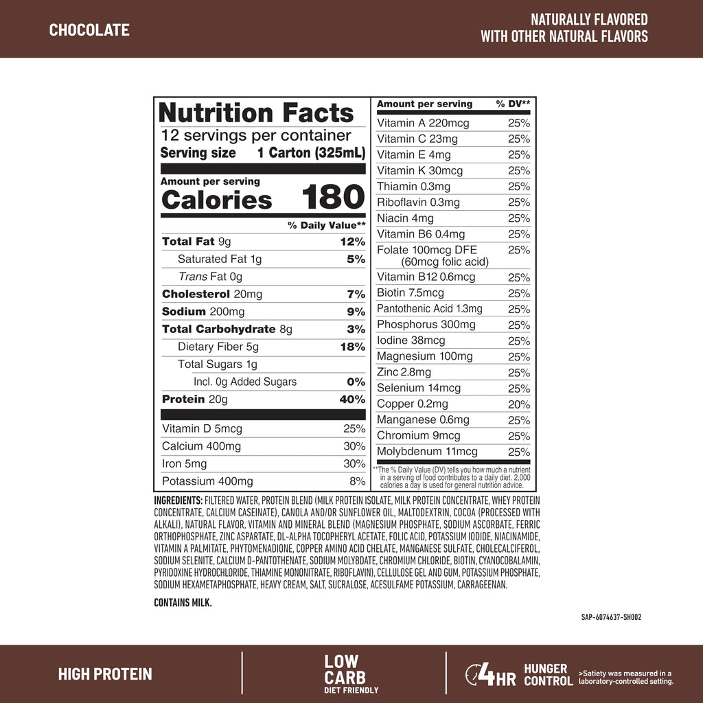 SlimFast Protein Shake, Vanilla- 20g Protein, Meal Replacement Shake Ready to Drink, High Protein with Low Carb and Low Sugar, 24 Vitamins and Minerals, 12 Count (Pack of 1) (Packaging May Vary)