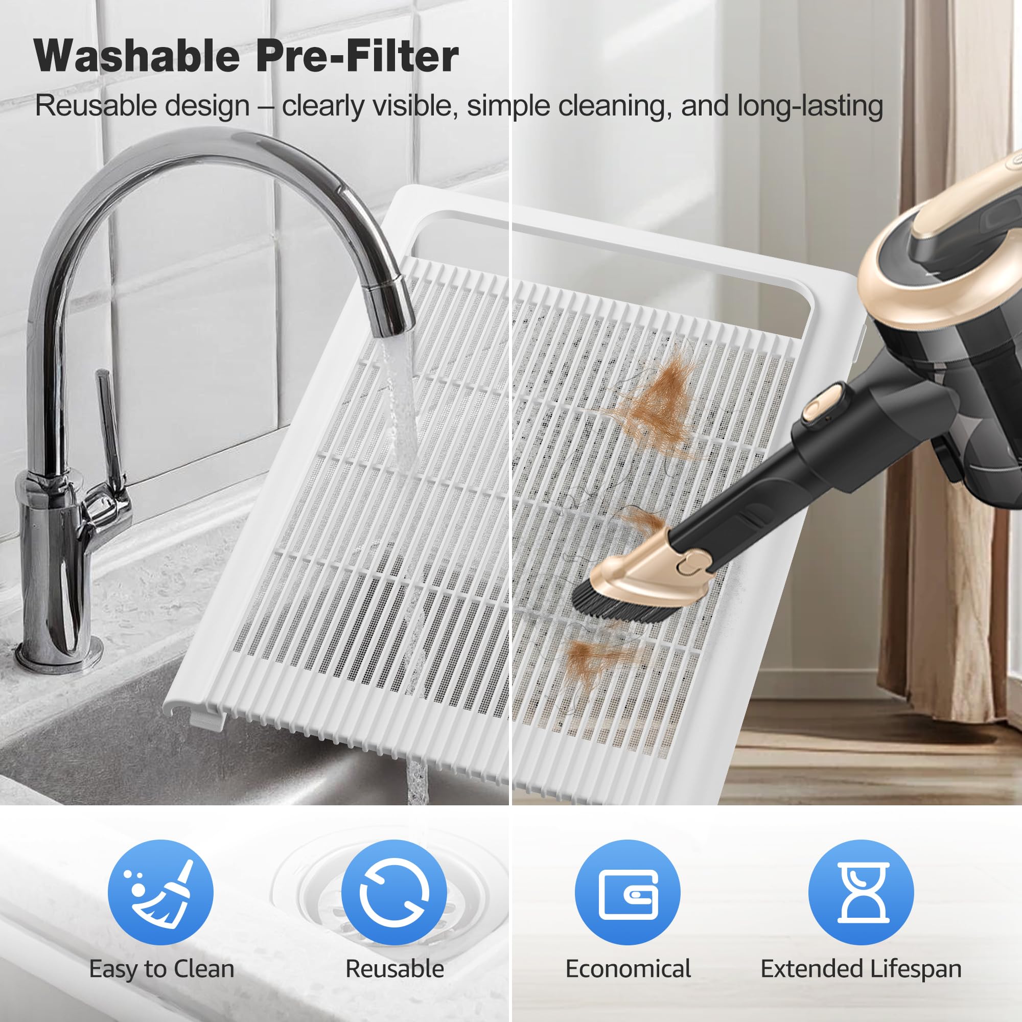 KNKA Air Purifier for Home Bedroom Large Room Up to 1,695 Ft² in 1 Hr, HEPA Sleep Mode Air Cleaner with Washable Pre-Filter, AHAM VERIFIDE, AQI Display, Pet Mode for Pets, Dust, Pollen, APH4000, Black