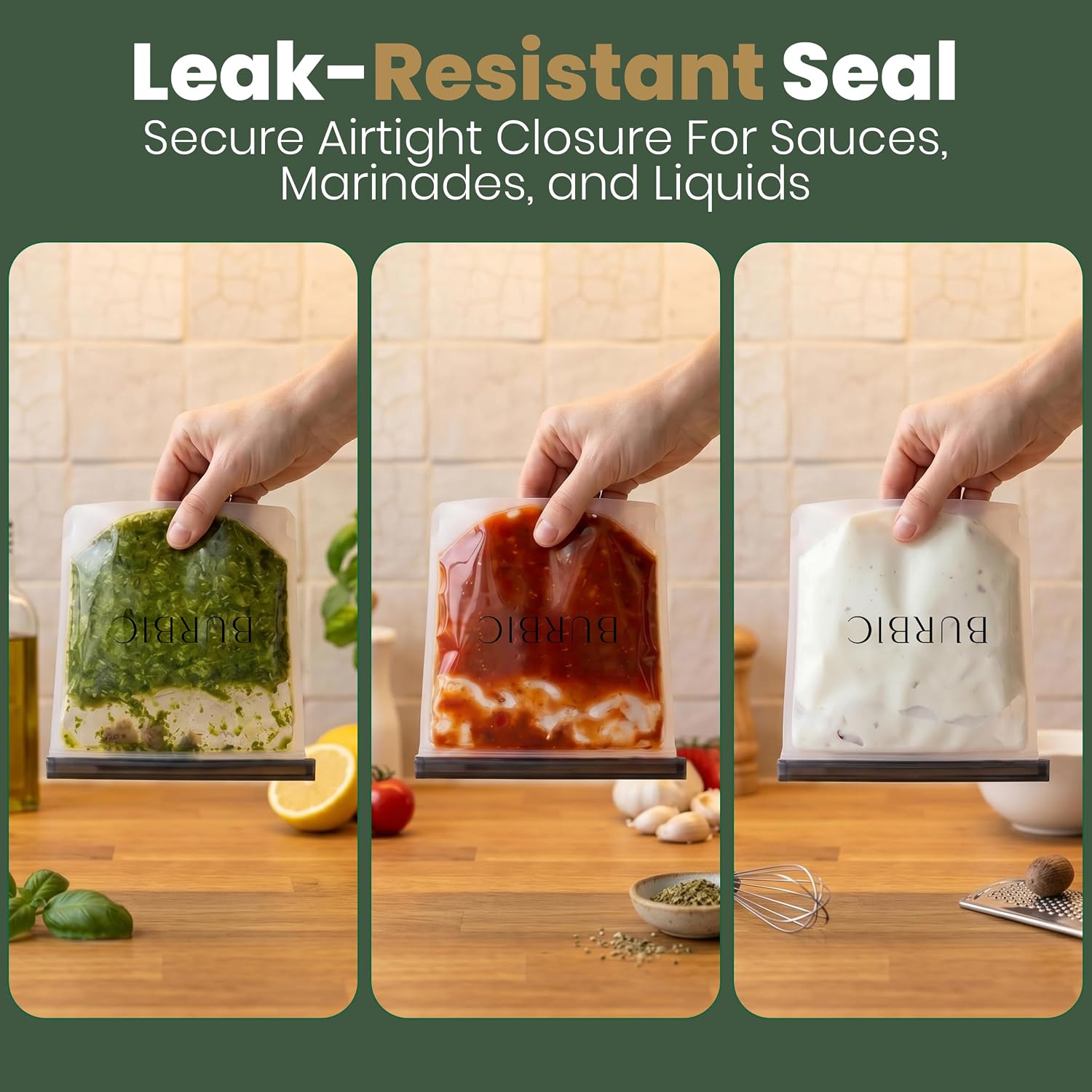 Reusable Silicone Bags for Food Storage - 6-Pack Multi-Size Reusable Ziploc Bags, Leakproof Silicone Freezer Bag for Meal Prep, Travel & Kitchen Organization, Modern Minimalist Design, Clear