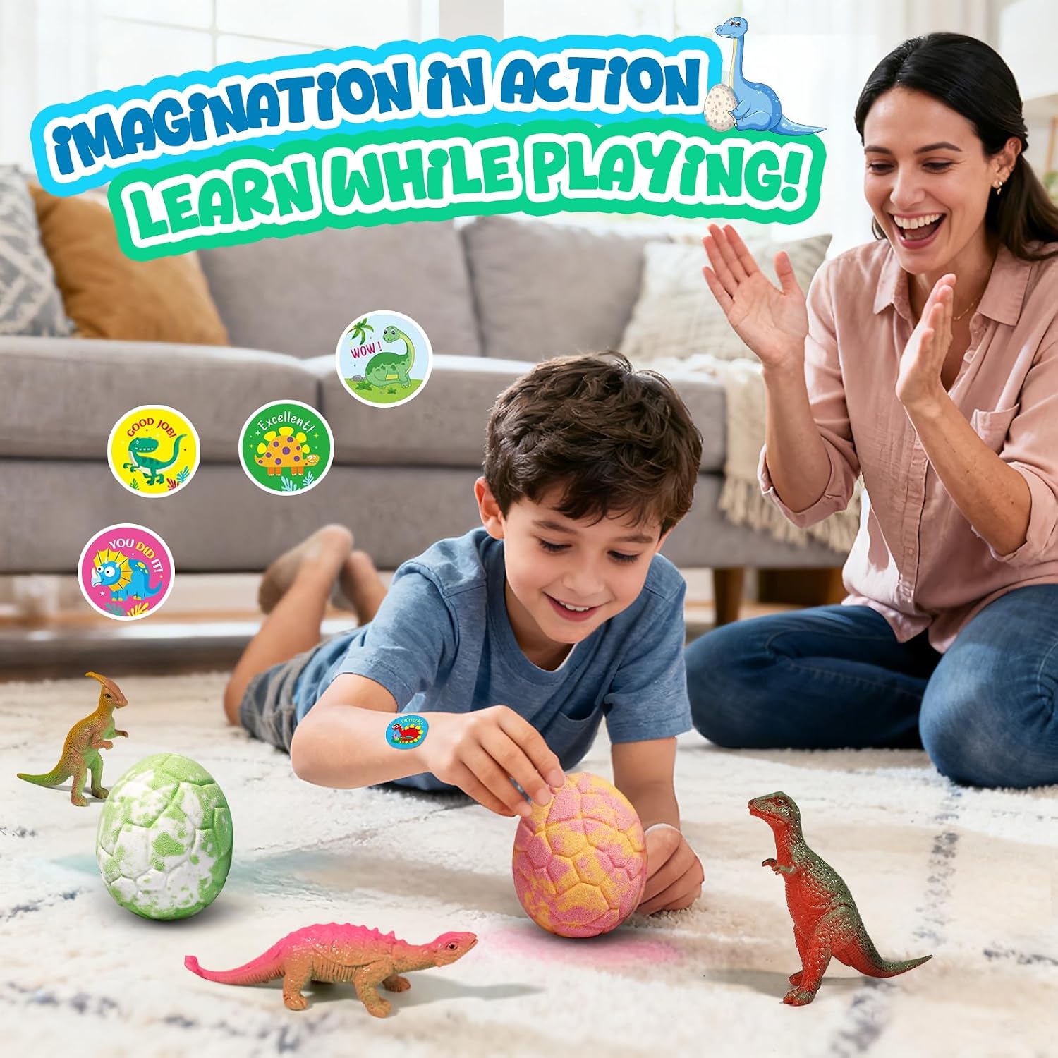 Bath Bombs for Kids with Dragon Toys Inside, Boo Basket Stuffers, Sanyi Dinosaur Toys Gifts for Kids 3-7, Dino Egg Fillers Bubble Bath Birthday Gifts Christmas Stocking Stuffers for Boys Toddler