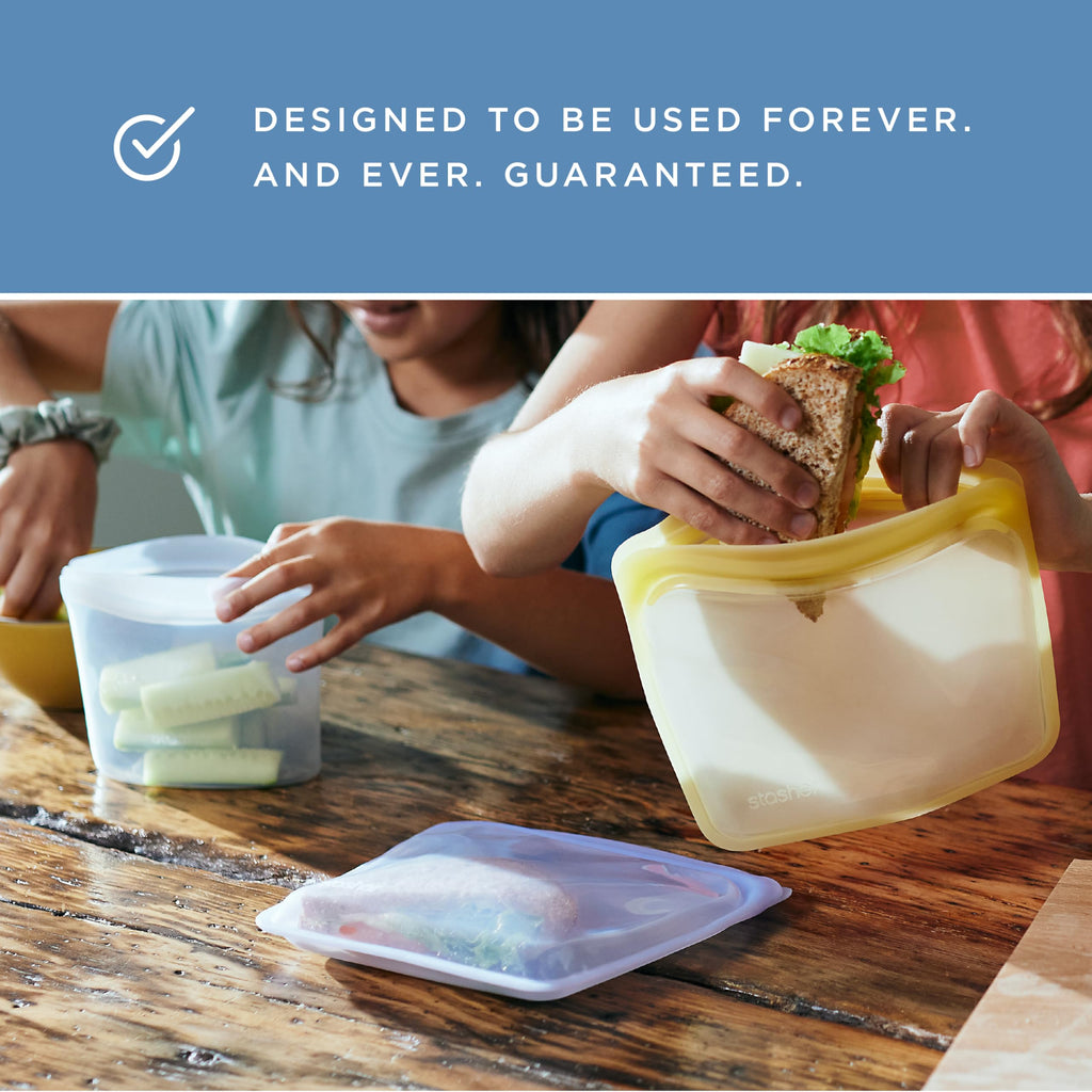 Stasher Silicone Reusable Food Storage Bag, Half Gallon Silicone Bag, Meal Prep, Reusable Freezer Bag, Microwave, Dishwasher, Oven Safe, Sous Vide, Eco Friendly, Food Storage Bag, 64 oz, Clear