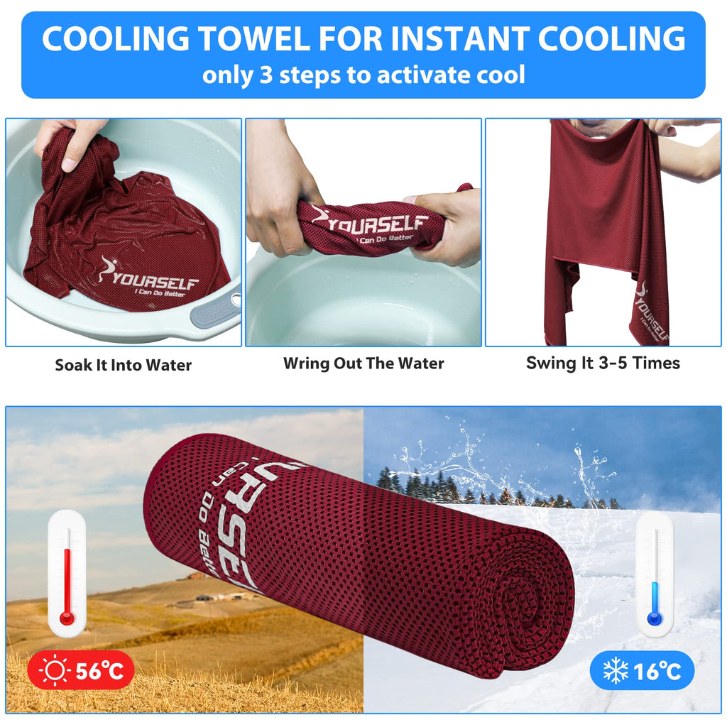 SYOURSELF Cooling Towel, Cooling Towels for Neck,40" x 12"Ice Towel for Instant Cooling Relief, Soft Breathable Chilly Towel, Perfect Yoga, Golf, Sports, Gym, Workout, Athletes Towel (1PC-Orange)