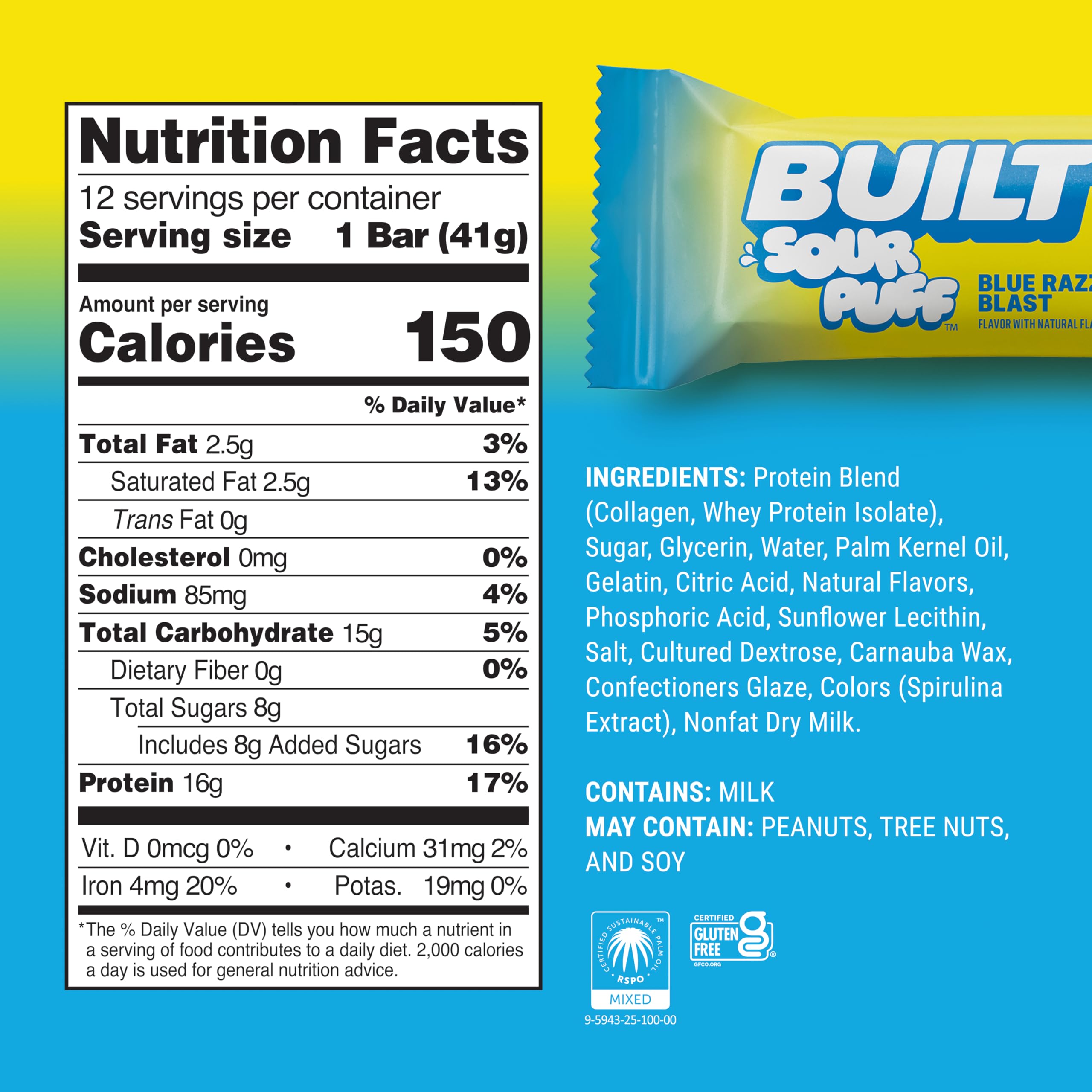 BUILT Bar Puff Protein Bars - Variety Pack - 15-17g Protein Snack Bars with Collagen - Calorie Conscious & Gluten Free - 12 Count, Variety May Vary | Protein Snack Bars with Collagen, Calorie Conscious, Gluten Free