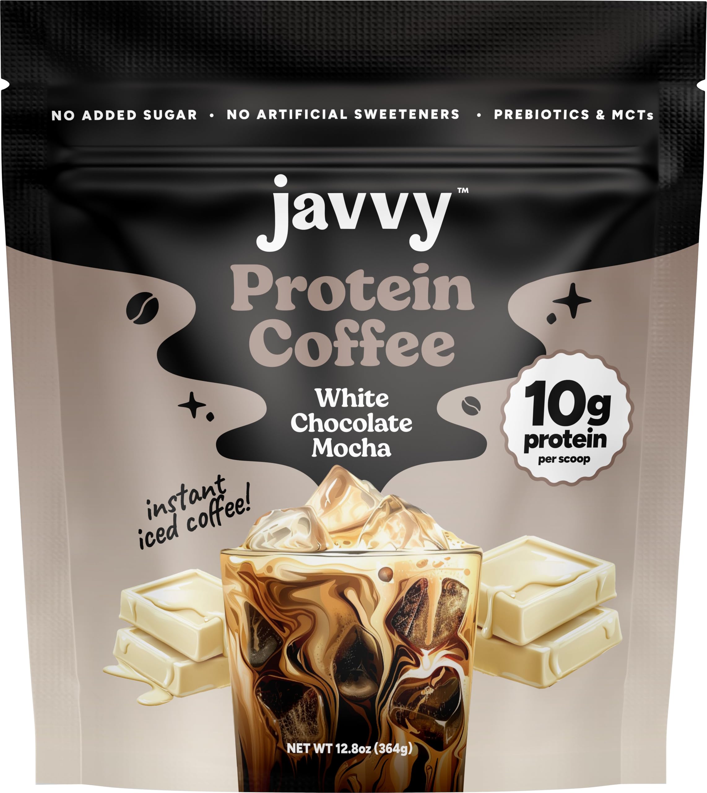 Javvy Protein Iced Coffee - Premium Whey Protein & Iced Coffees, 100% Natural Cold Brew, Zero Artificial Flavors & Sweeteners, 80mg Caffeine, No Added Sugar, 20 Servings, Caramel, 1 Pack