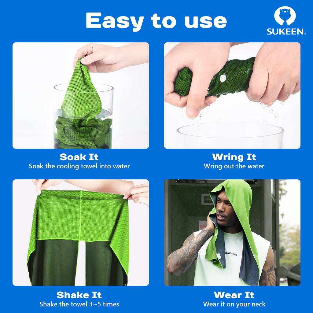 Sukeen Cooling Hoodie Towel, Absorbent Quick-Drying Cooling Towels for Neck and Face, UV Sun Protection Cooling Neck Wraps Sport Head Cooling Towel Hot Weather