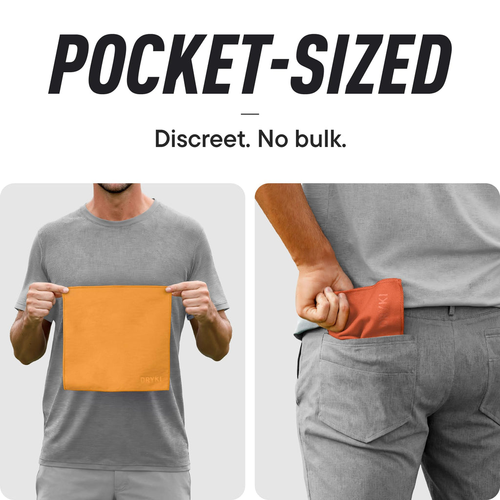 DRYKI Pocket-Sized Sweat Towels - The Original Sweat Absorbing Handkerchiefs - Quick-Dry Microfiber Sweat Rags for Face, Hands, & Body - Men & Women - Gym, Sports, and Work (Desert: 5 Pack)