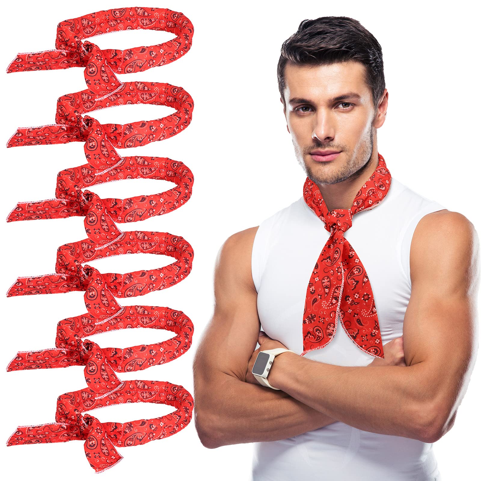 Coume 6 Pack Cooling Neck Wraps Neck Cooler Ice Bandanas Scarf for Hot Weather Summer Ultra Running Walking Riding Women Men