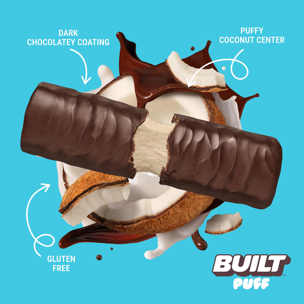 BUILT Bar Puff Protein Bars - Variety Pack - 15-17g Protein Snack Bars with Collagen - Calorie Conscious & Gluten Free - 12 Count, Variety May Vary | Protein Snack Bars with Collagen, Calorie Conscious, Gluten Free