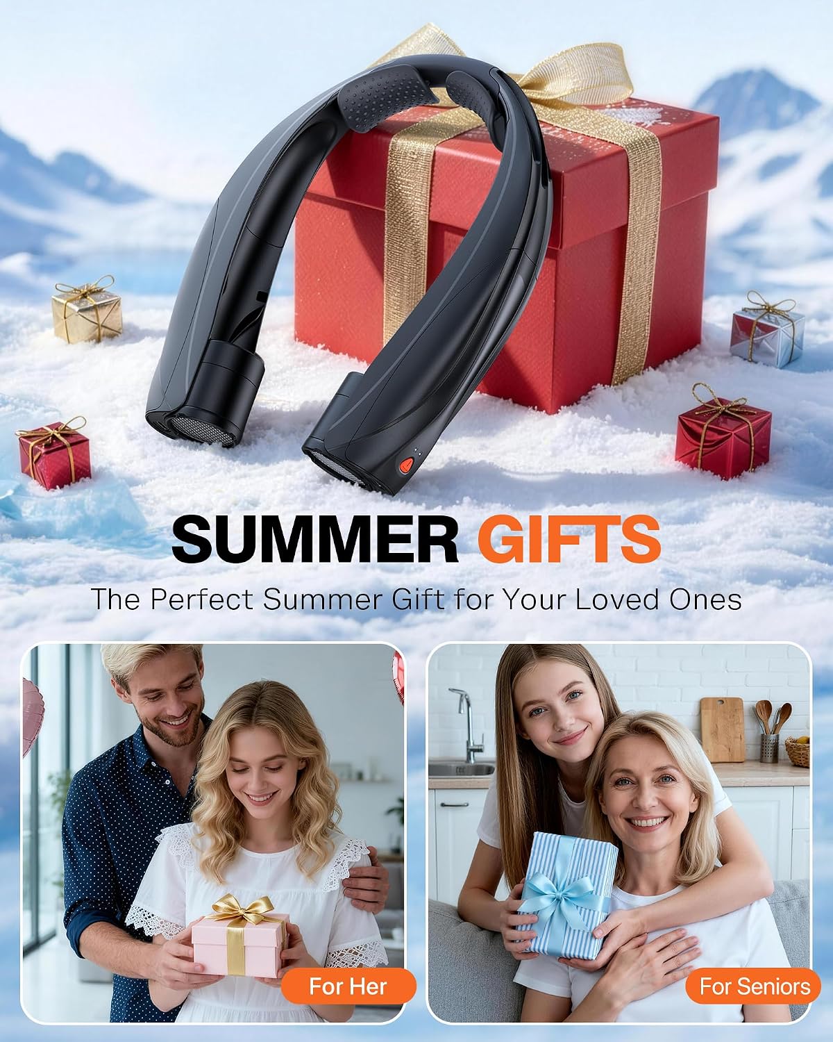 Portable Neck Fan, 6000mAh Personal Fan, 360° Cooling Rechargeable Wearable Fan, 6 Speeds Adjustable Hands Free Fan for Travel Outdoor, Office, Ideal Summer Gifts