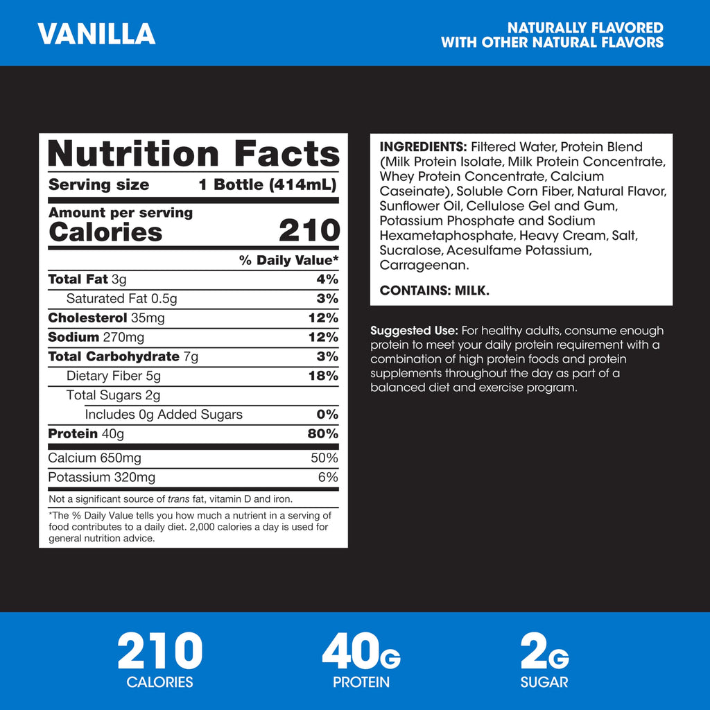 Optimum Nutrition 40g Protein Shake, 40g of Protein, Naturally Flavored, Complete Protein Drink, Chocolate, 14 Fl Oz, 12 Count (Pack of 1) (Packaging May Vary)