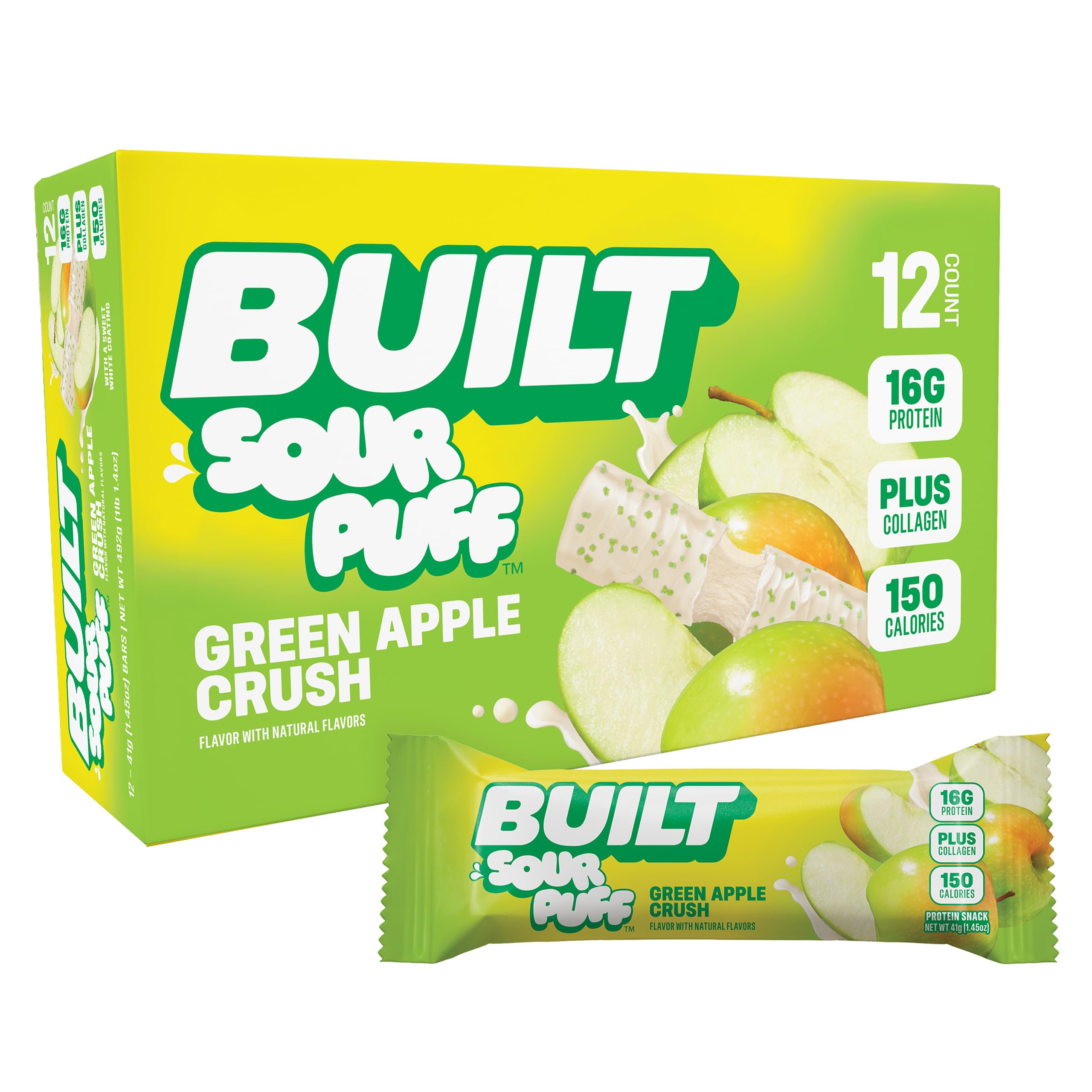 BUILT Bar Puff Protein Bars - Variety Pack - 15-17g Protein Snack Bars with Collagen - Calorie Conscious & Gluten Free - 12 Count, Variety May Vary | Protein Snack Bars with Collagen, Calorie Conscious, Gluten Free