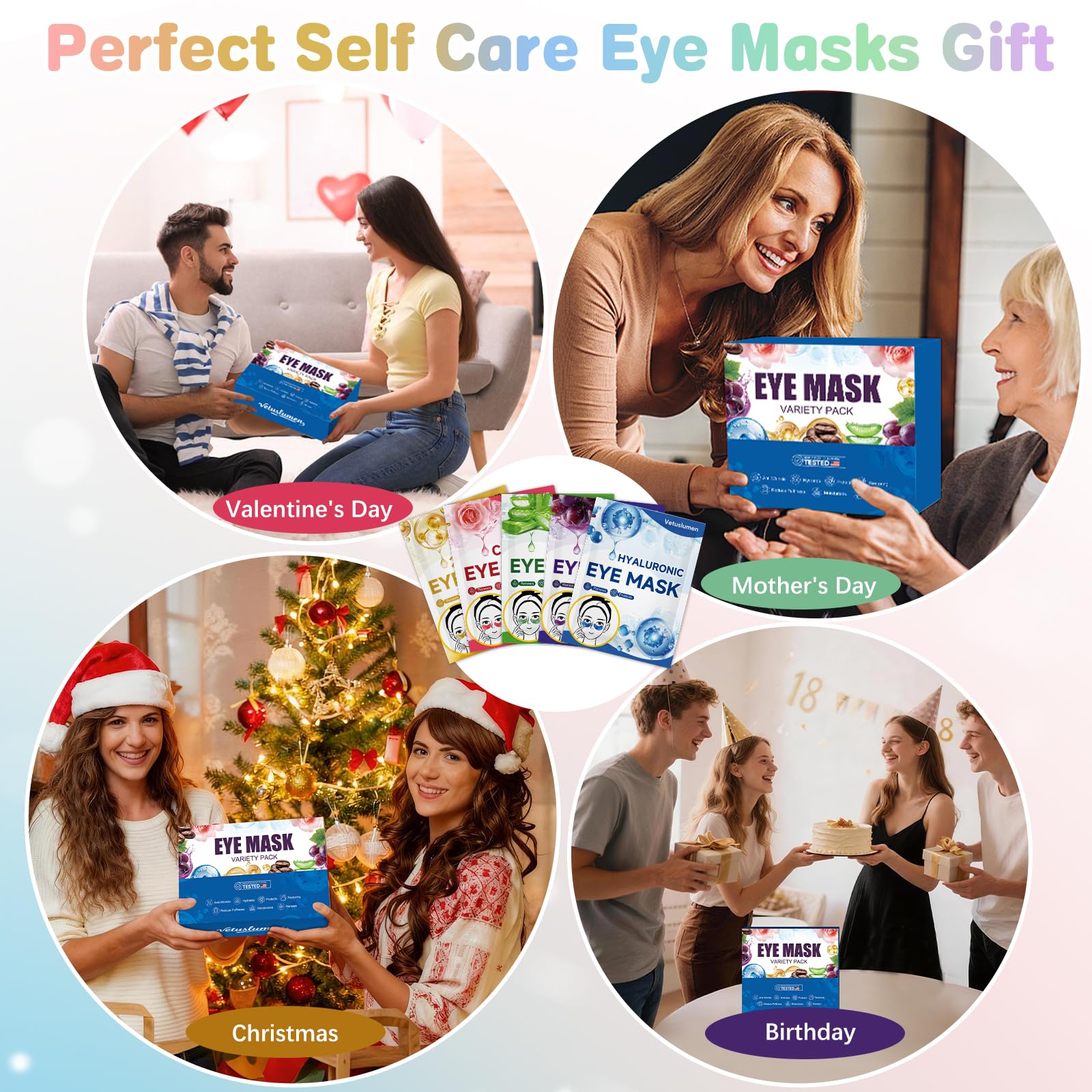 120 Pairs Under Eye Patches,Hydrating Eye Mask For Puffy Eyes &Dark Circles | Hyaluronic, 24K Gold, Grape, Caffeine, Aloe, Variety Pack Travel & Spa Skincare Gifts for Women, Daily Self-care Eye Gels