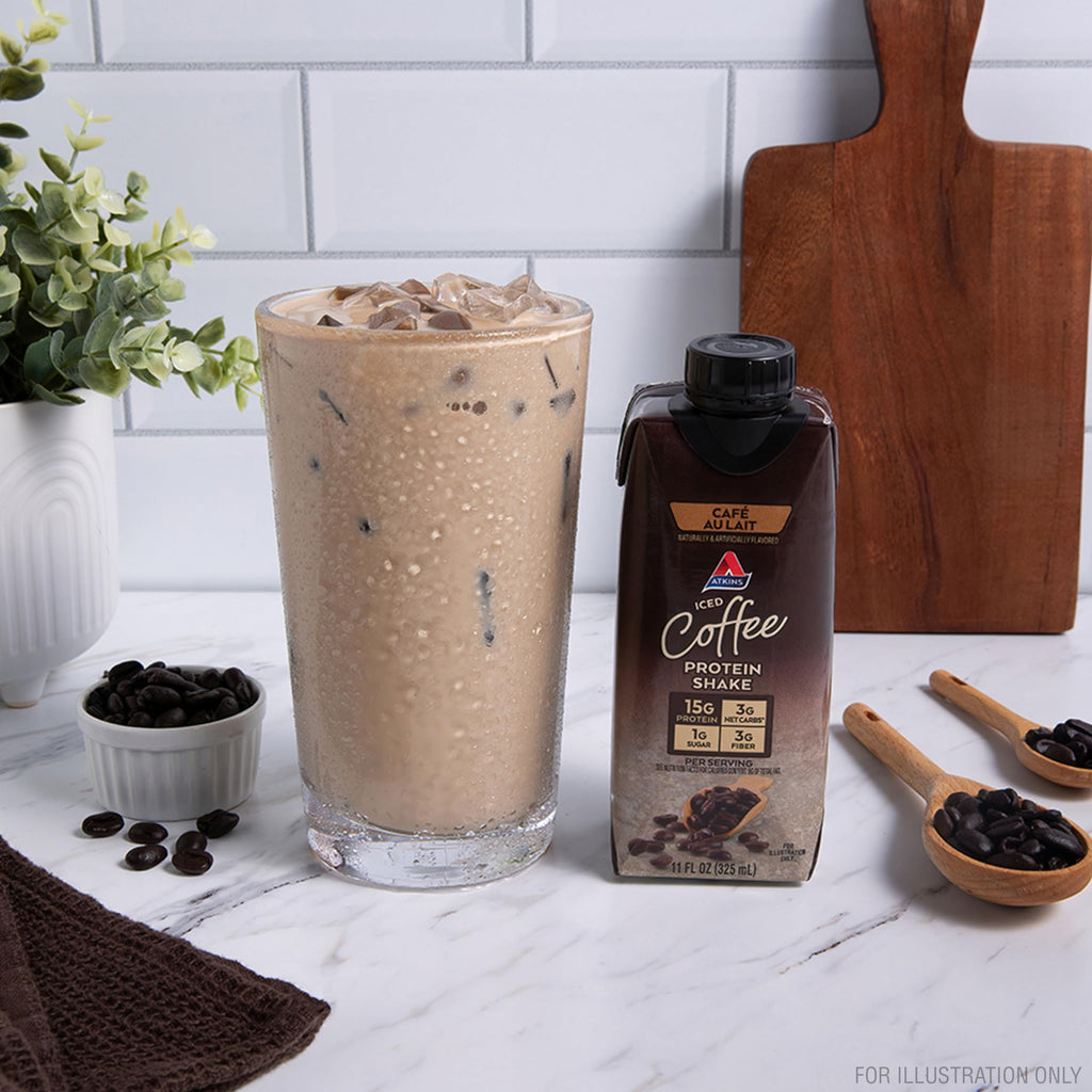 Atkins Mocha Latte Iced Coffee Flavored Protein Shake, High Protein, Low Glycemic, Low Carb and Low Sugar Shakes, Keto-Friendly, 12 Pack