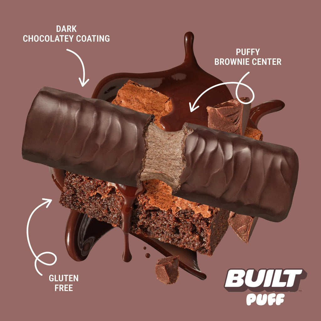 BUILT Bar Puff Protein Bars - Variety Pack - 15-17g Protein Snack Bars with Collagen - Calorie Conscious & Gluten Free - 12 Count, Variety May Vary | Protein Snack Bars with Collagen, Calorie Conscious, Gluten Free