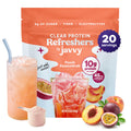 Javvy Clear Protein Refresher Drink Mix – 10g of Whey Protein and Collagen Peptides, Electrolytes Powder, Natural Flavors, 0g of Sugar, 45mg Caffeine, 20 Servings, Strawberry Berry Acai