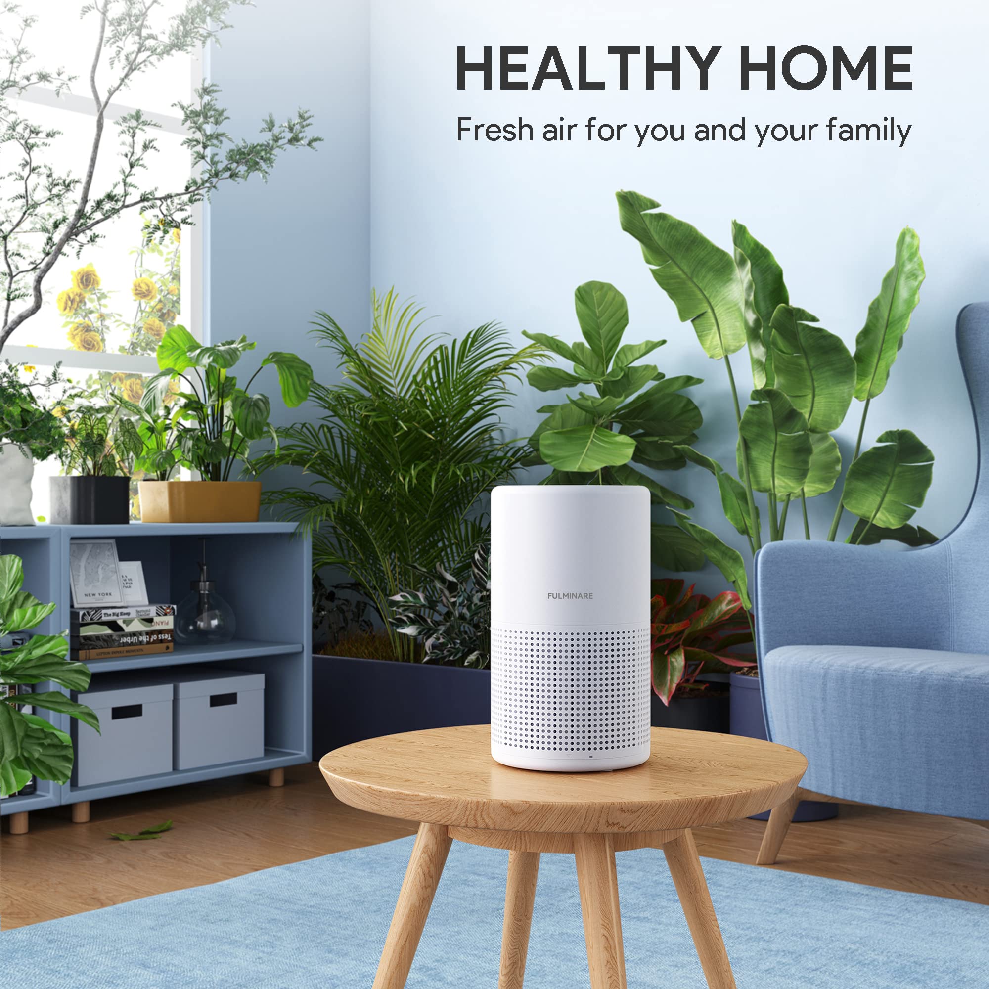 Air Purifiers for Bedroom, FULMINARE H13 True HEPA Air Filter, Quiet Air Cleaner With Night Light, Portable Small Air Purifier for Home, Office, Living Room Black
