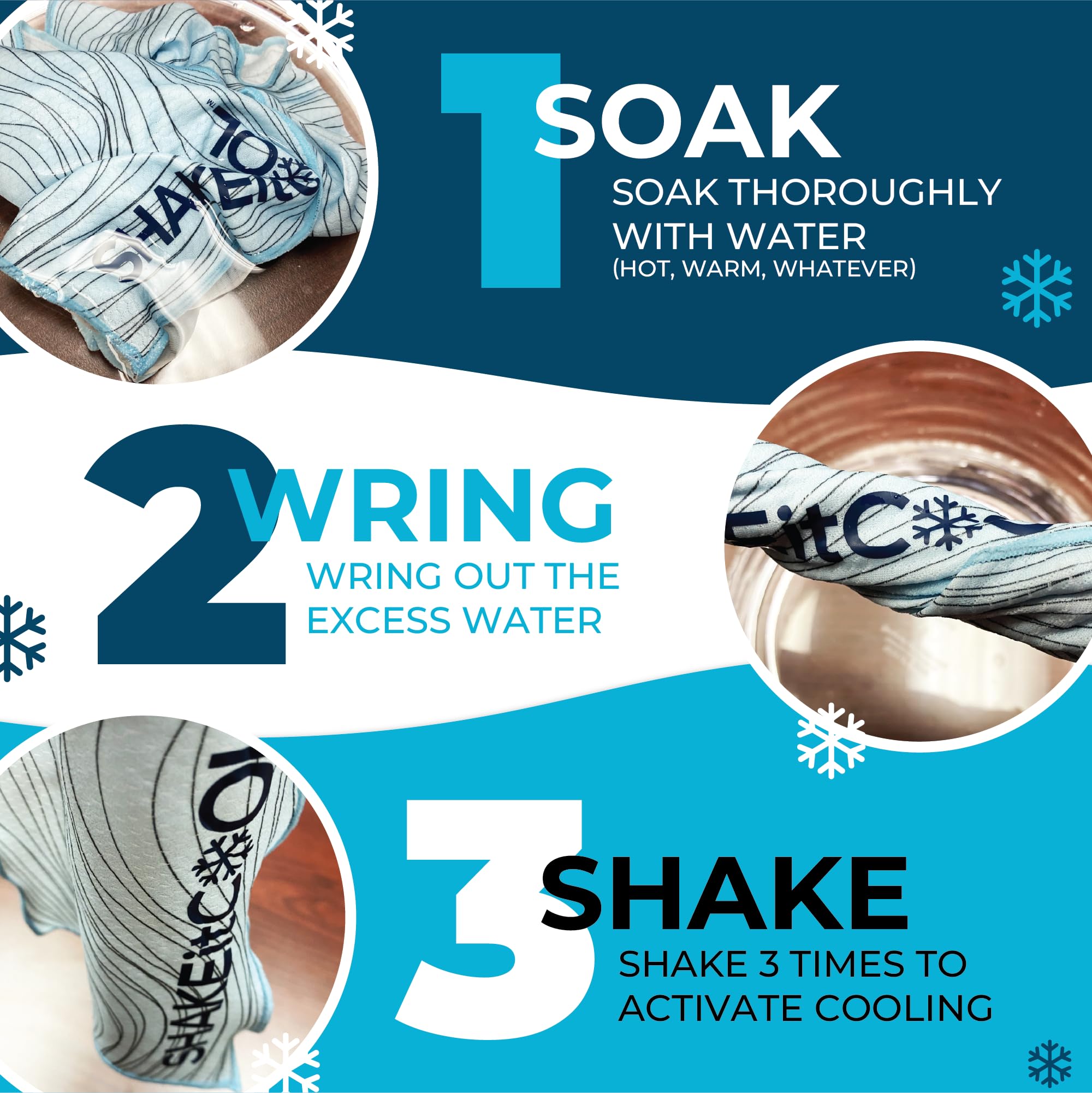 SHAKEitCOOL Extended Size Cooling Towel – Be Cool in Style - Heat Relief, Soft, Lightweight, Sun Protection, Easy Clean - Perfect for Biking, Hiking, Running, Yoga, Golf - Blue Purple Wave M