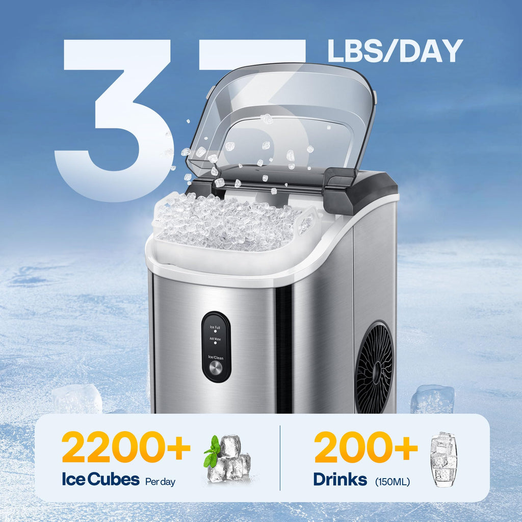 VIVOHOME Nugget Ice Maker Countertop, 45lbs/Day Pebble Ice Maker Machine, Soft Chewable Pellet Ice Machine with Self-Cleaning, Scoop, 10 Ice Bags, for Home Kitchen, RV, Camping, Office
