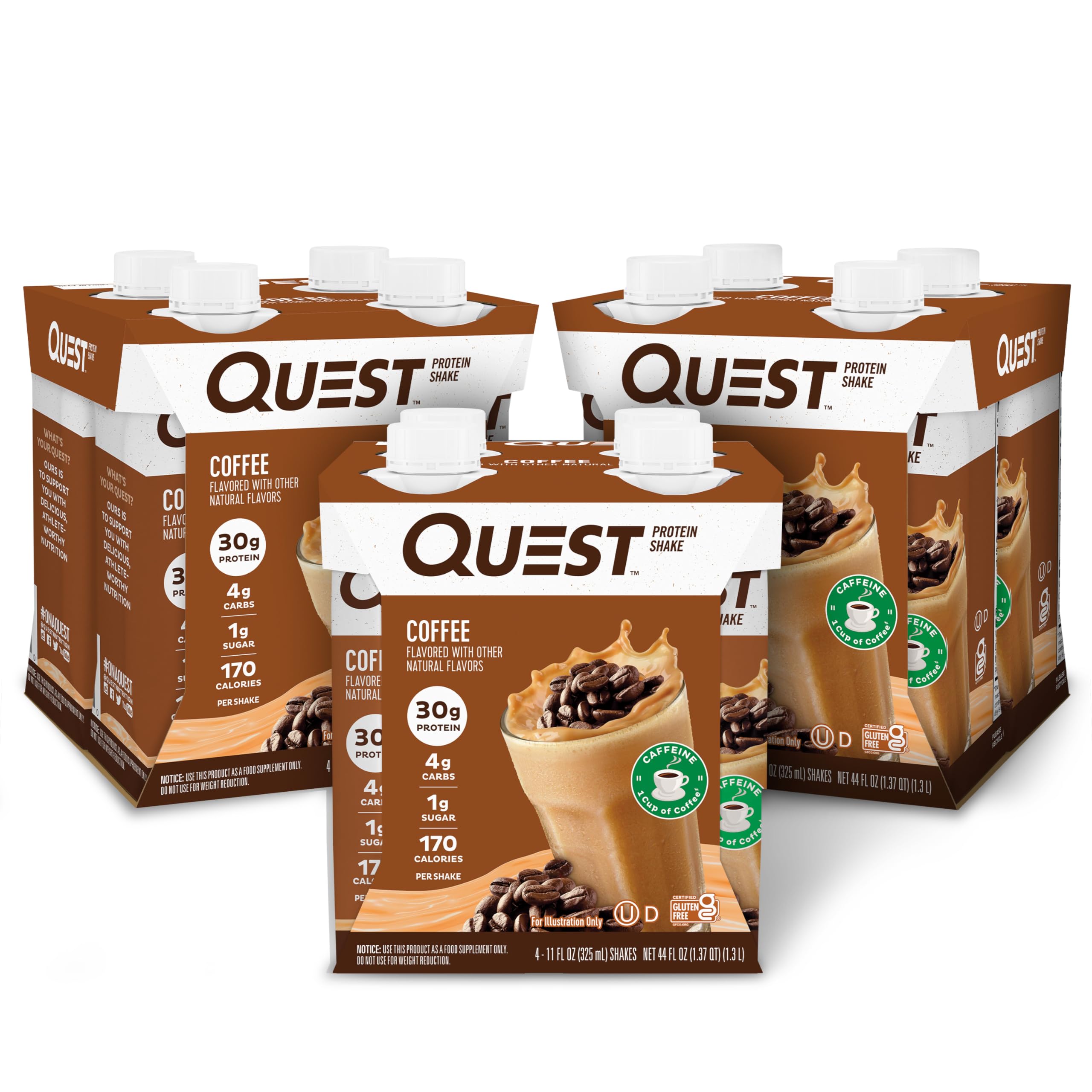 Quest Nutrition Ready to Drink Vanilla Protein Shake, 30g Protein, 3g Net Carbs, Gluten Free, Keto Friendly, 11 fl.oz 4 Count (Pack of 3)