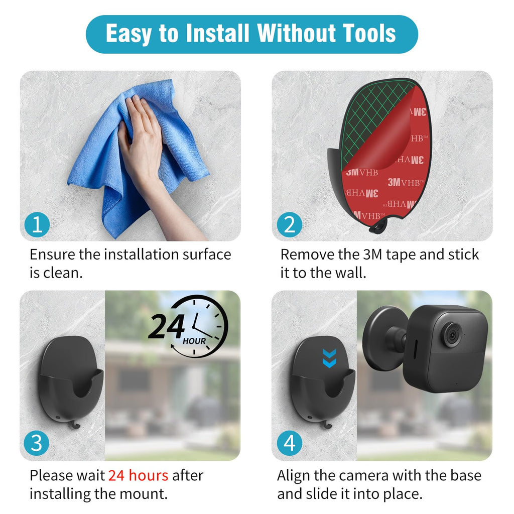 3 Pack Blink Camera No Drill No Screws Wall Mount Bracket for Blink Outdoor 4/Outdoor 2K+/Mini 2/Mini 2K+ Indoor Cameras, Strong Adhesive Mount, Damage-Free, Easy to Install