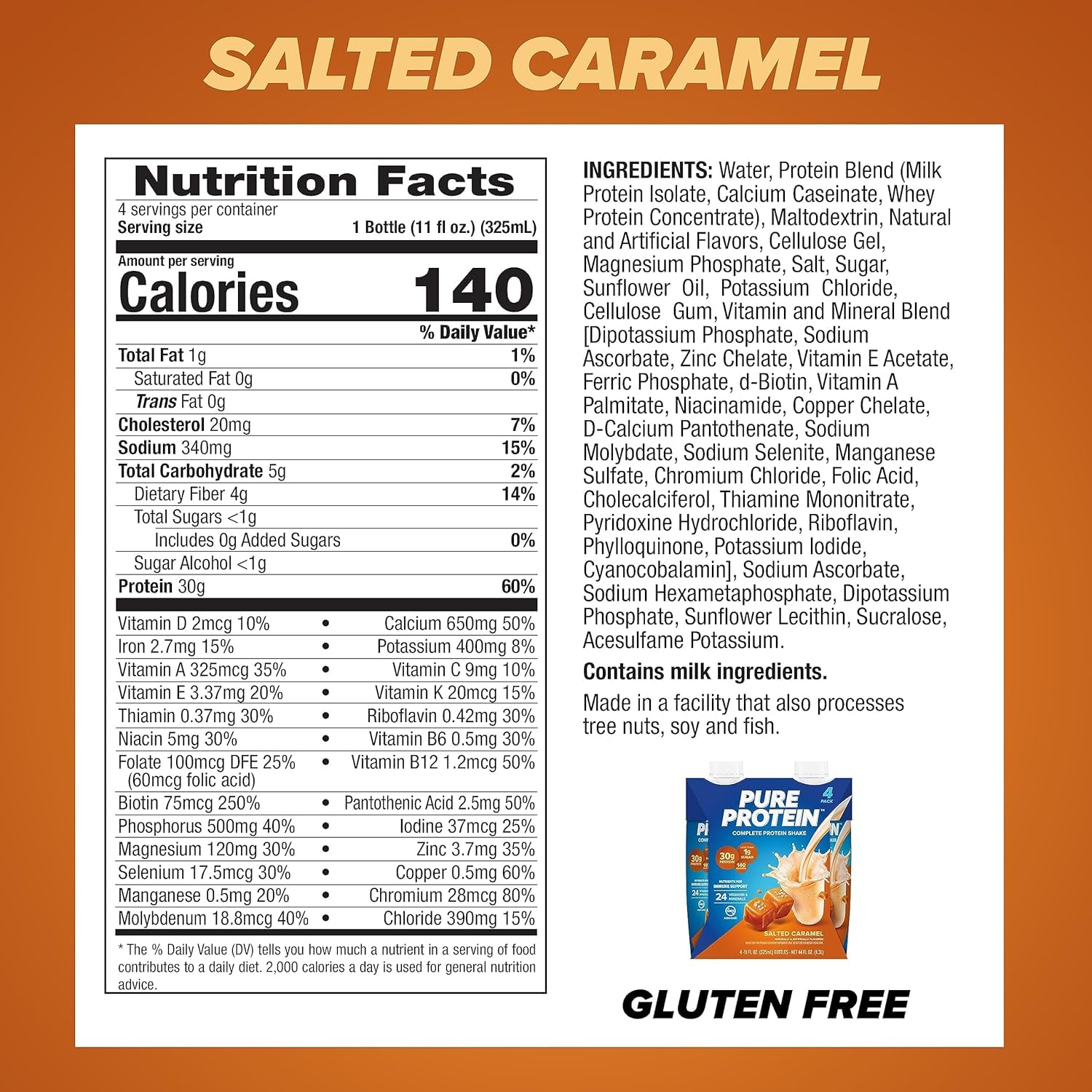 Pure Protein Chocolate Protein Shake, 30g Complete Protein, Ready to Drink and Keto-Friendly, Vitamins A, C, D, and E plus Zinc to Support Immune Health, 11oz Bottles, 12 Pack