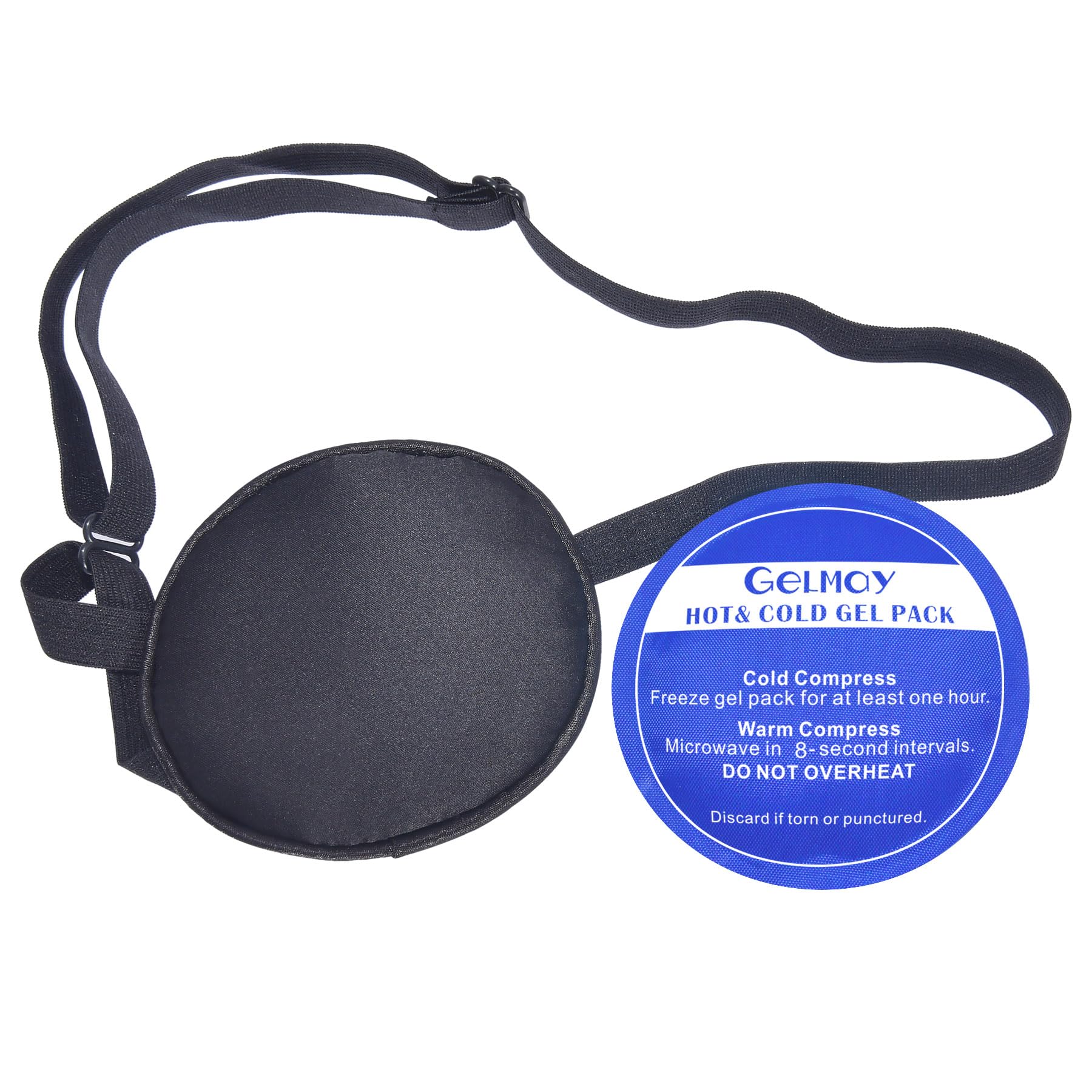 Cooling Eye Patches for Puffy Eyes, Pure Silk Ice Eye Patch, Single Eye Mask, Medical One Eye Cover Cold Hot Therapy Strabismus Lazy Eyes After Surgery Adult Kid Pirate Eyepatch (Black)