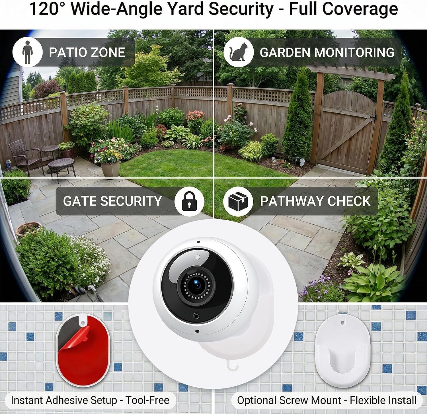 2 Pack Ring Indoor Cam Wall Mount Bracket No Drill No Screws | Strong Adhesive For Blink Outdoor 4/2K+/Mini/Mini 2/Indoor Cameras, 360 Adjustable Sticky Security Camera Holder, Damage-Free