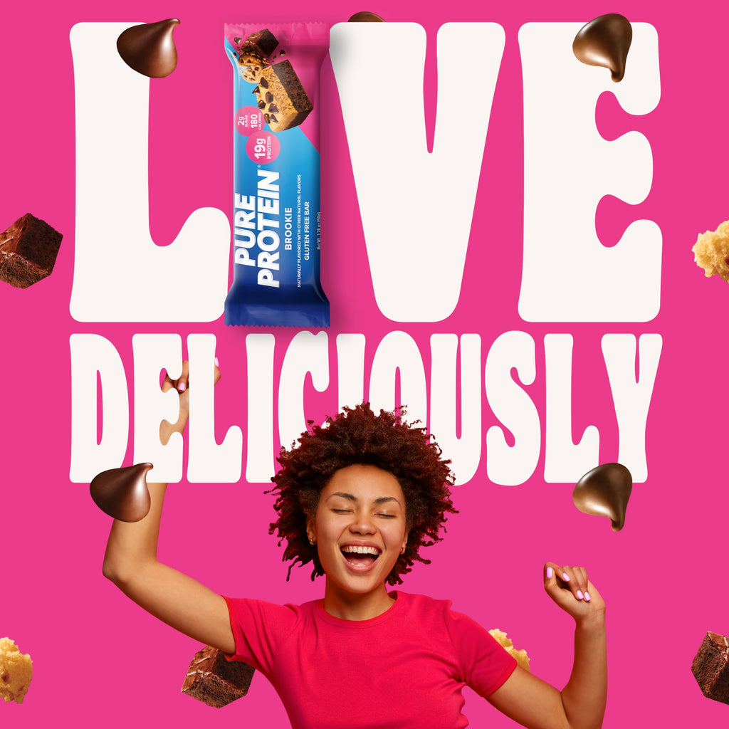 Pure Protein Chocolate Peanut Butter Protein Bars – 20g Protein, 3g Sugar, 190 Calories (12 count) Low Sugar* High Protein Snack - Gluten Free - Perfect for a Healthy Snack