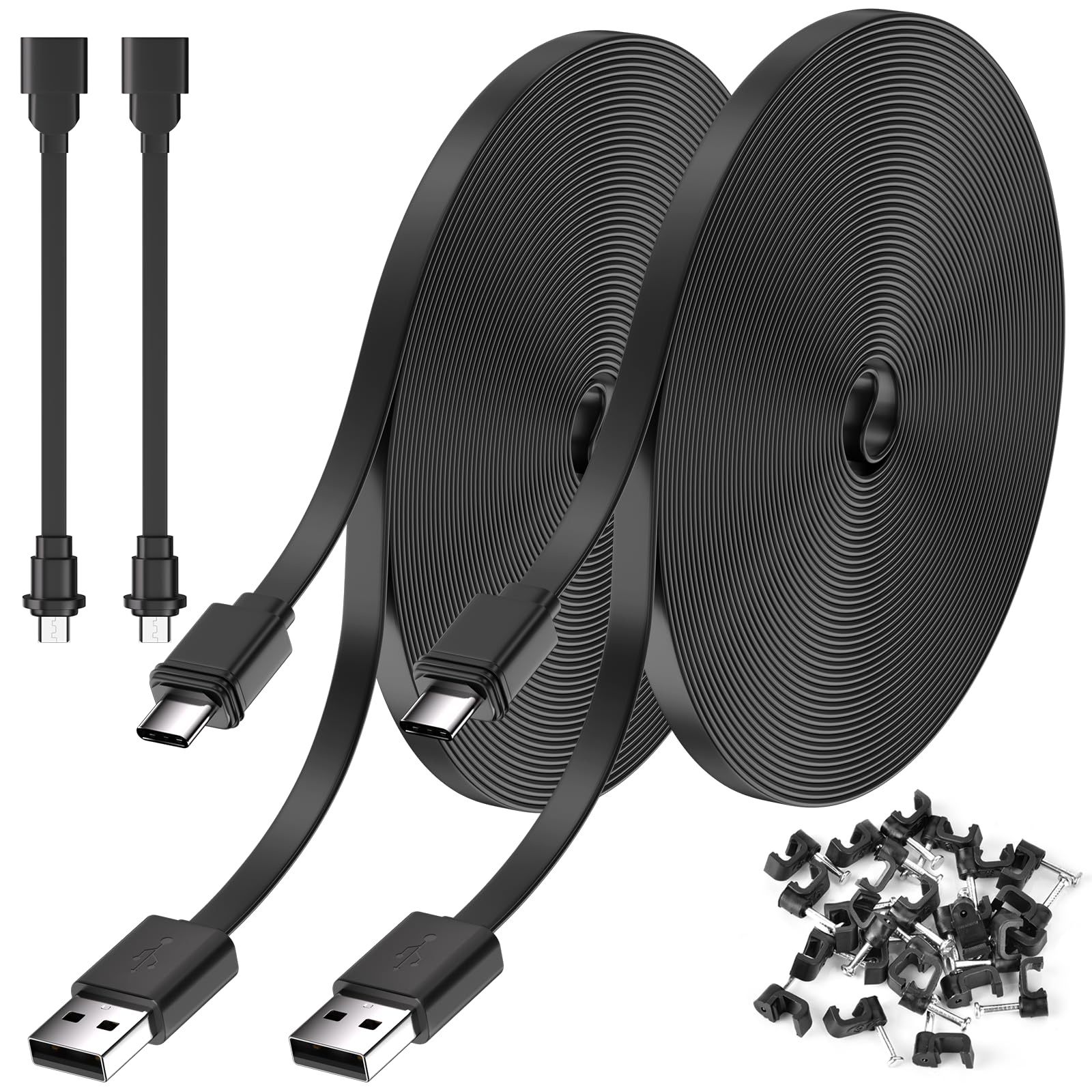 2Pack 25FT Power Cable for Blink Mini2,Blink Mini,Blink Outdoor 4 (4th Gen)/Blink (3rd Gen) XT3/XT2/XT,Extension Cable Continuously Charging Your Blink Cam(Plug and Camera are Not Included)-Black