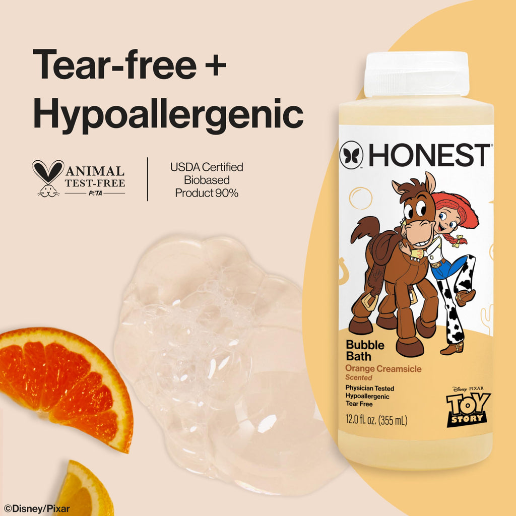 The Honest Company Foaming Bubble Bath, Naturally Derived, Tear-free, Hypoallergenic, Citrus Vanilla Refresh, 12 fl oz