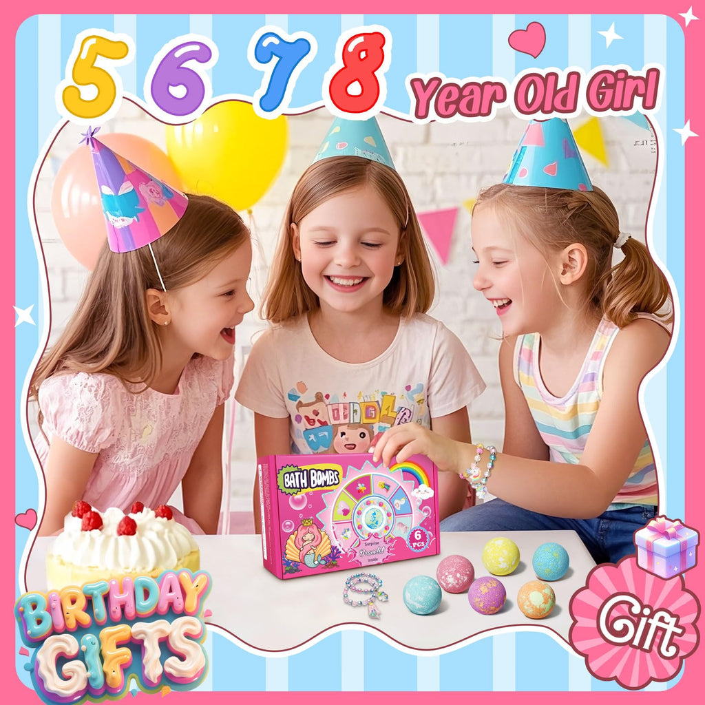 Unicorn Bath Bombs for Kids Girls with Bracelet Inside, sanyi Boo Basket Stuffers Bubble Bath Toys Birthday Gifts Christmas Stocking Stuffers for 4 5 6 7 8 Year Old Girl Daughter Granddaughter