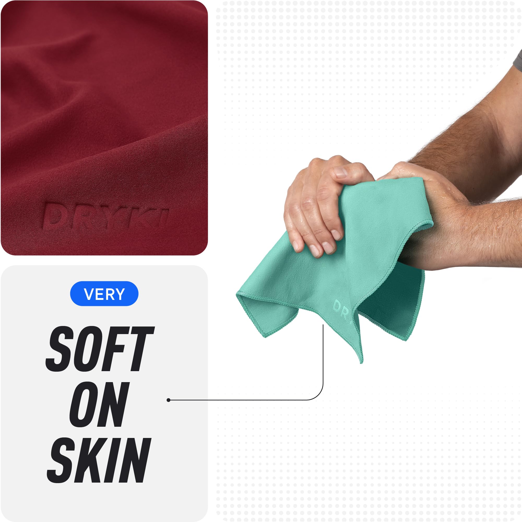 DRYKI Pocket-Sized Sweat Towels - The Original Sweat Absorbing Handkerchiefs - Quick-Dry Microfiber Sweat Rags for Face, Hands, & Body - Men & Women - Gym, Sports, and Work (Desert: 5 Pack)