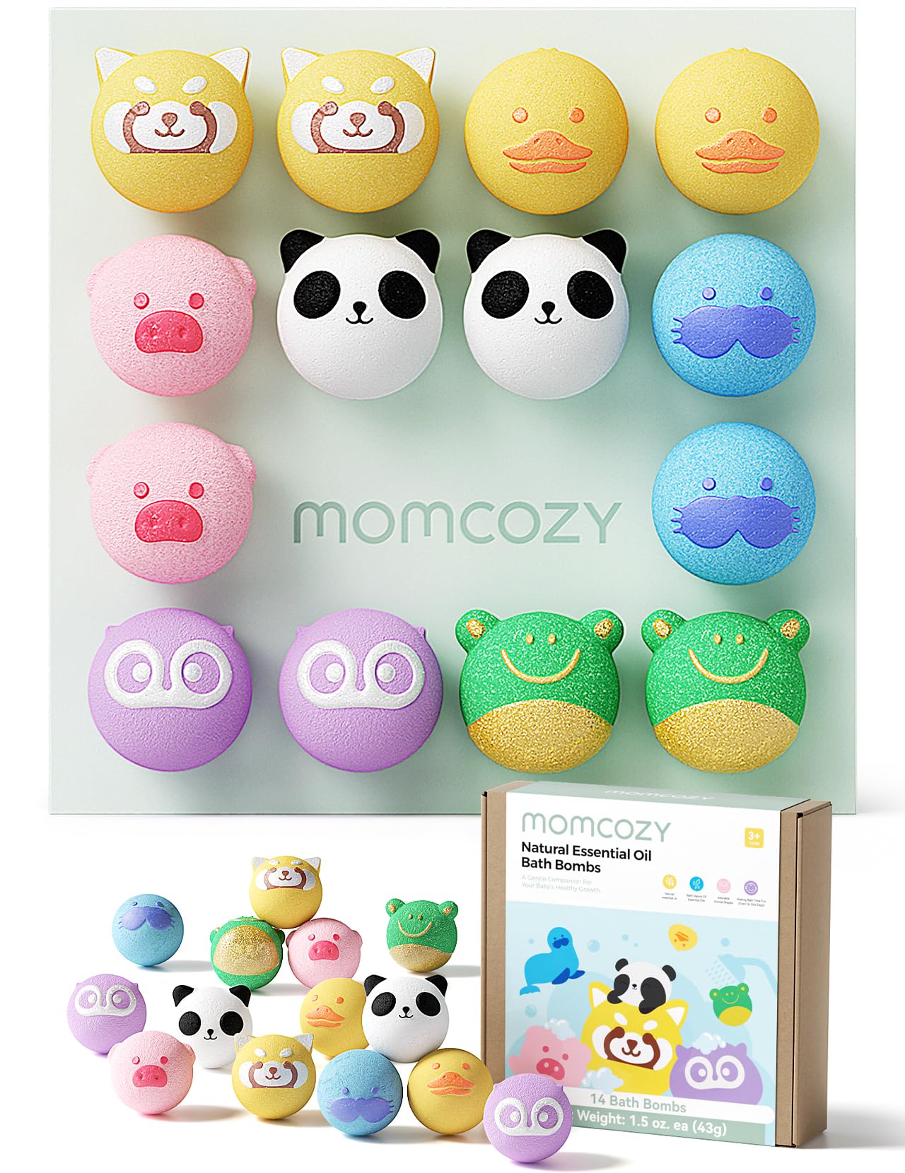 Momcozy Natural&Organic Essential Oil Bath Bombs,3 Pcs Bubble Bath Fizzy Balls with 3 Cute Shapes,Bath Bombs Gift Set for Kids Girls Boys Toddler, Ideal Gift for Birthday, Bath Bomb Kit