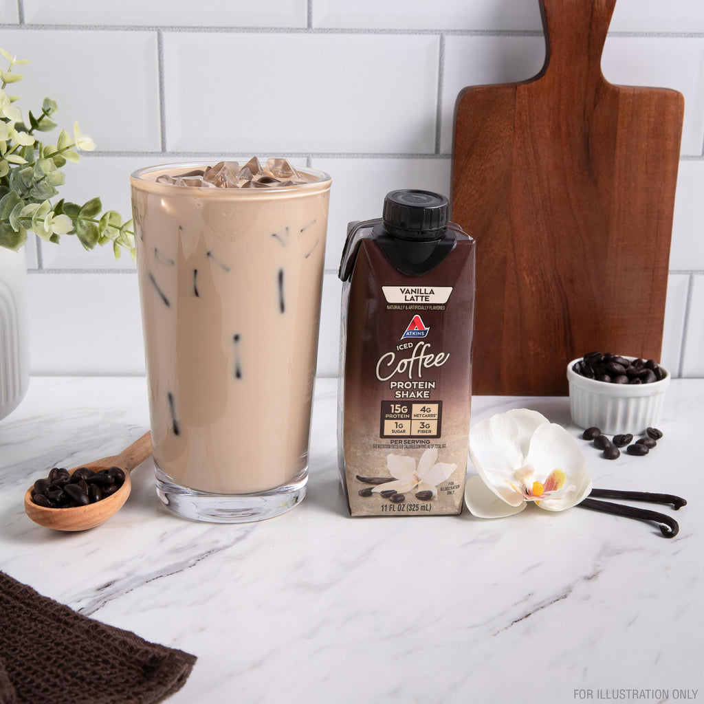 Atkins Mocha Latte Iced Coffee Flavored Protein Shake, High Protein, Low Glycemic, Low Carb and Low Sugar Shakes, Keto-Friendly, 12 Pack