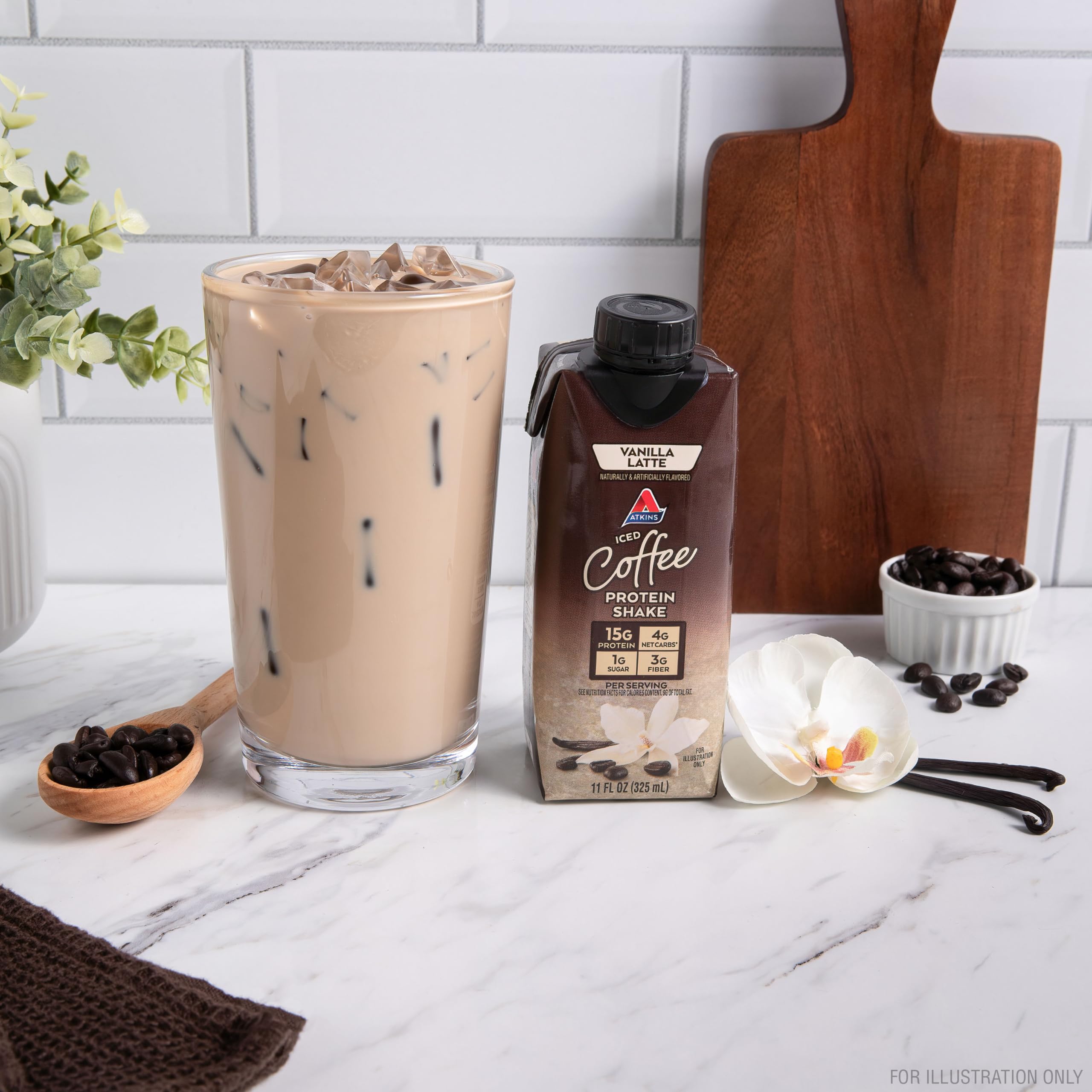 Atkins Mocha Latte Iced Coffee Flavored Protein Shake, High Protein, Low Glycemic, Low Carb and Low Sugar Shakes, Keto-Friendly, 12 Pack