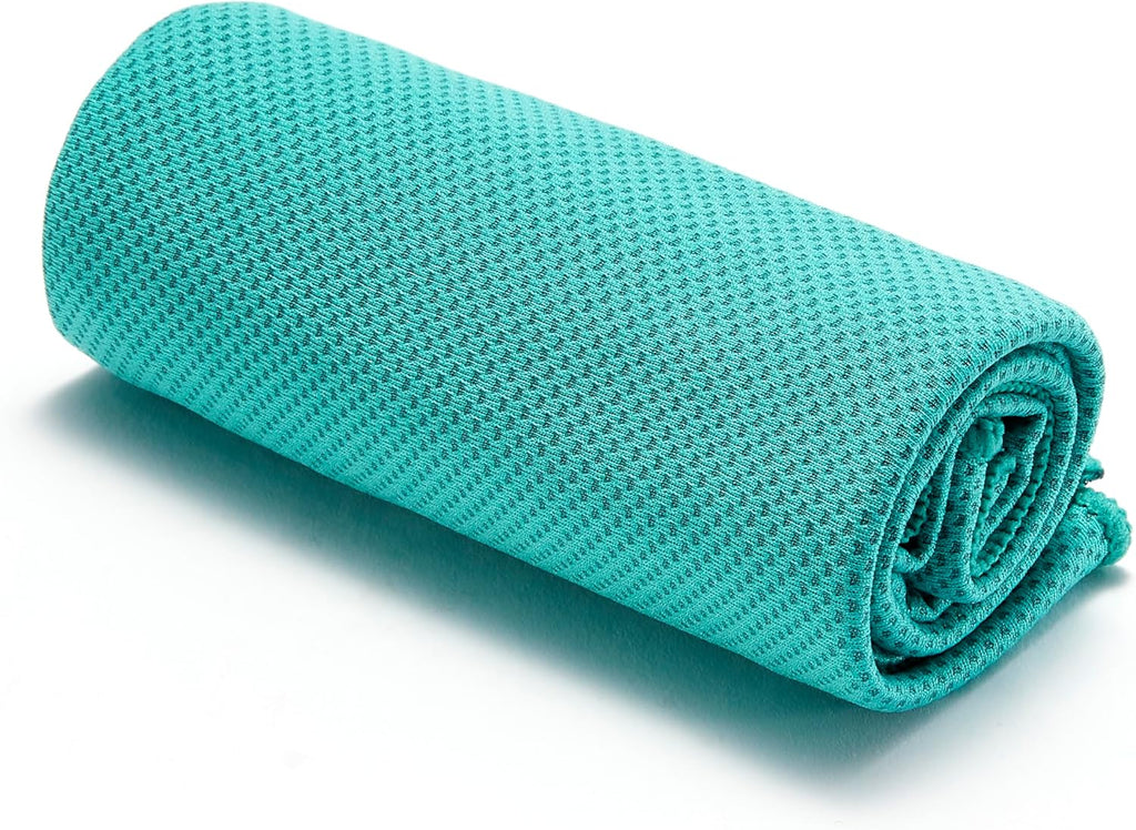 Amazon Basics Cooling Towels for Neck and Face, Sports, Workout Recovery, 40" x 12", Black/Gray/Aqua/Navy, 4-Pack