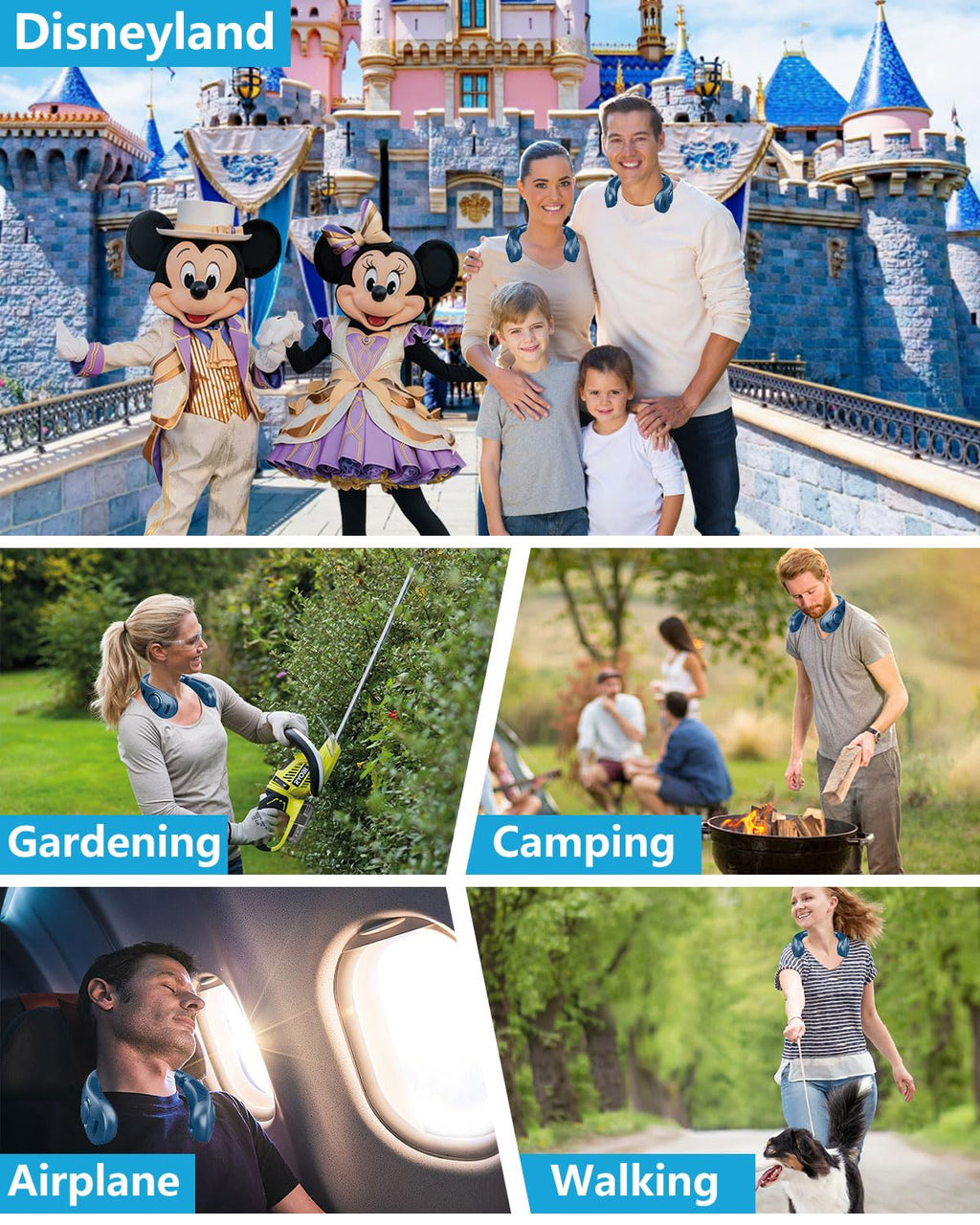 Portable Neck Fans with Mist, Rechargeable 4-9H Lasting Neck Cooling that Blow Cold Air, 5 Speeds & LED display, USB-C Bladeless Folding Personal Mister for Kid Adult Indoor Outdoors Sports, White