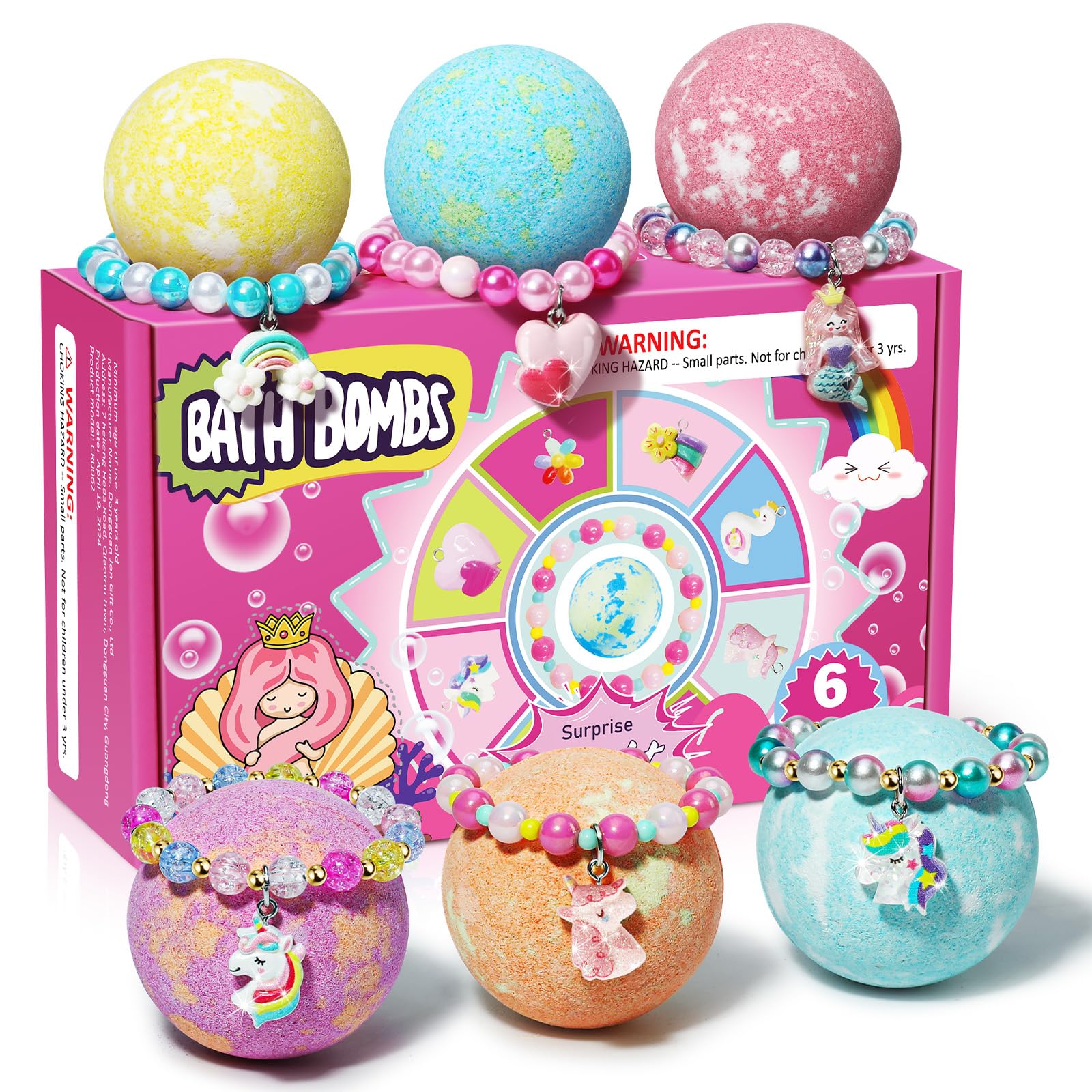 Unicorn Bath Bombs for Kids Girls with Bracelet Inside, sanyi Boo Basket Stuffers Bubble Bath Toys Birthday Gifts Christmas Stocking Stuffers for 4 5 6 7 8 Year Old Girl Daughter Granddaughter