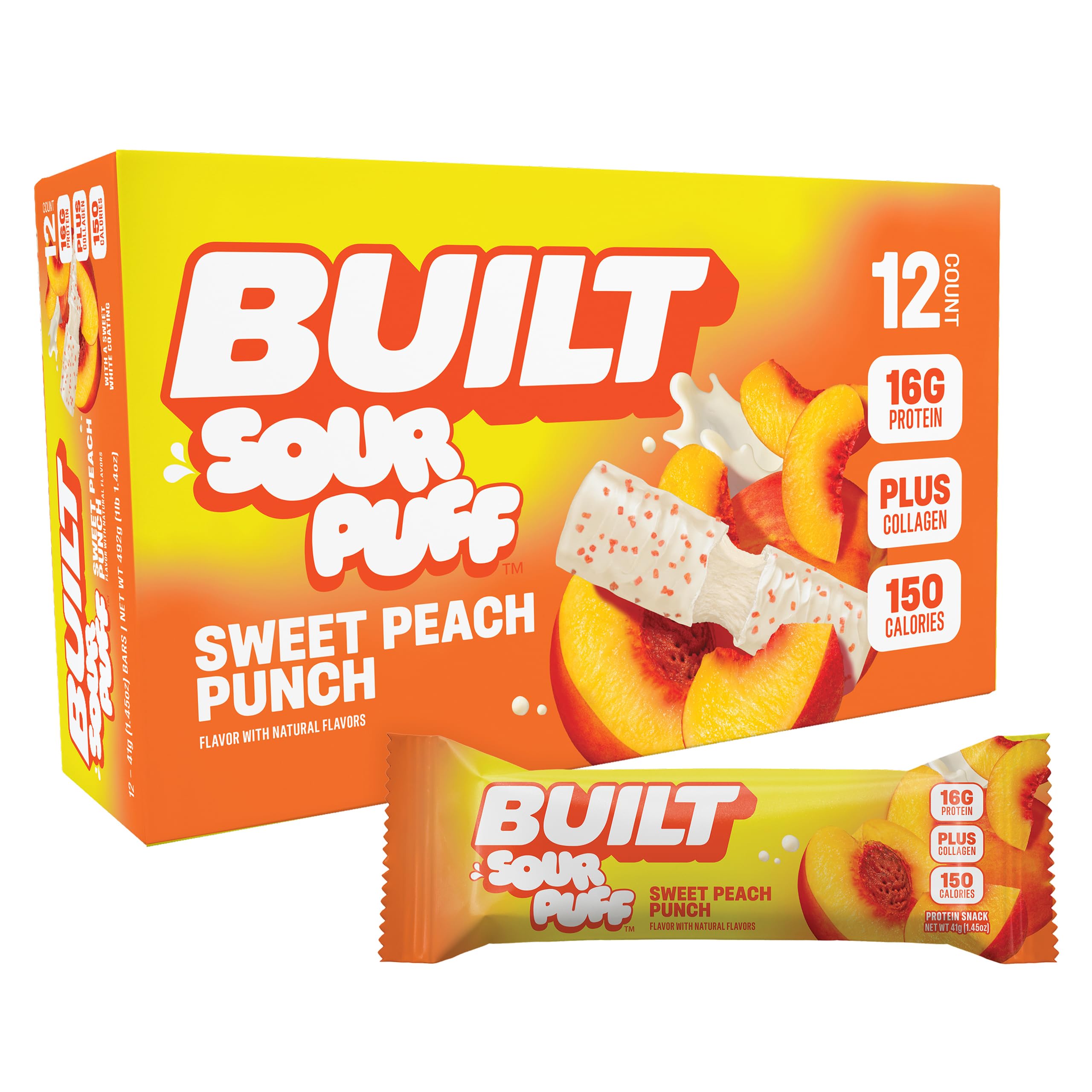 BUILT Bar Puff Protein Bars - Variety Pack - 15-17g Protein Snack Bars with Collagen - Calorie Conscious & Gluten Free - 12 Count, Variety May Vary | Protein Snack Bars with Collagen, Calorie Conscious, Gluten Free