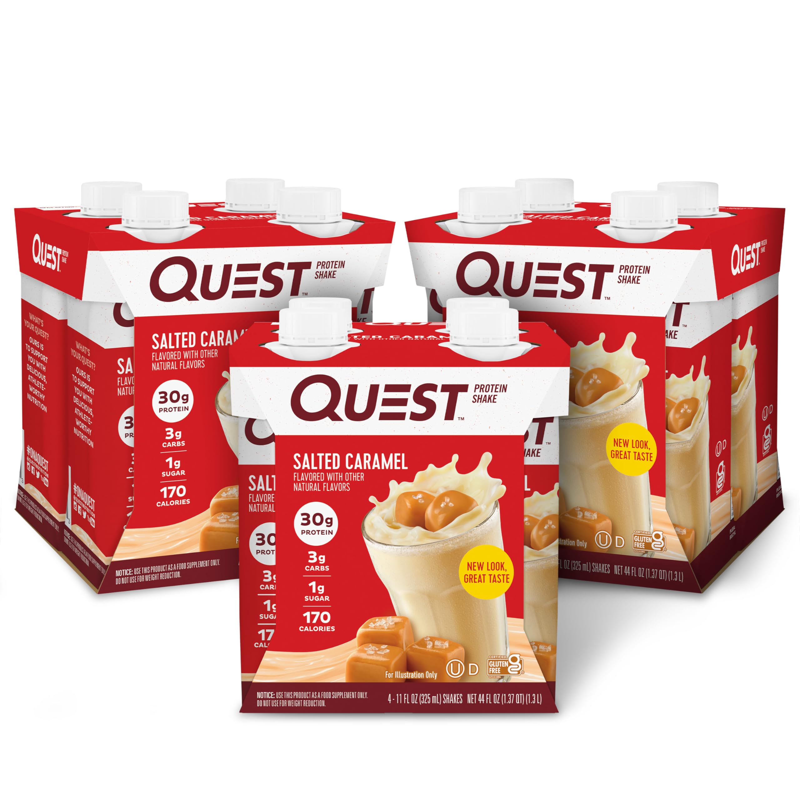 Quest Nutrition Ready to Drink Vanilla Protein Shake, 30g Protein, 3g Net Carbs, Gluten Free, Keto Friendly, 11 fl.oz 4 Count (Pack of 3)