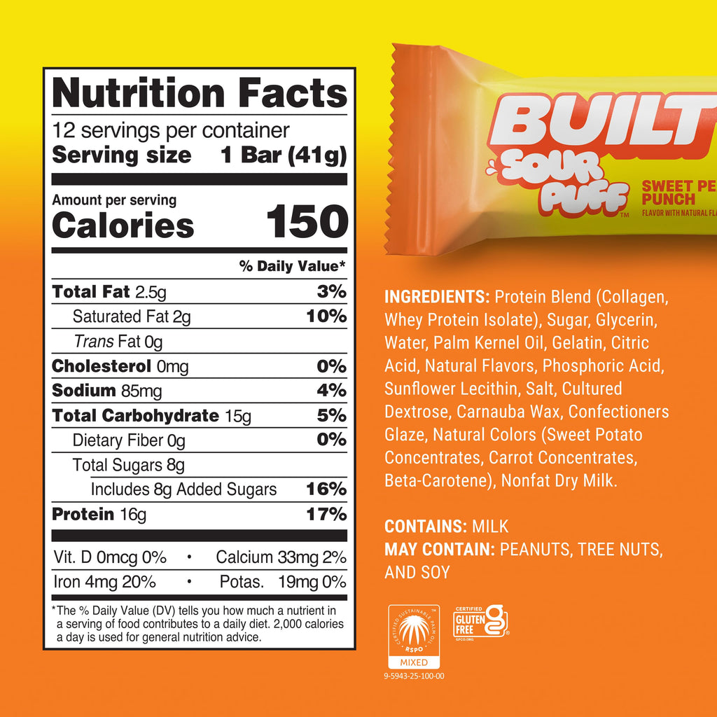 BUILT Bar Puff Protein Bars - Variety Pack - 15-17g Protein Snack Bars with Collagen - Calorie Conscious & Gluten Free - 12 Count, Variety May Vary | Protein Snack Bars with Collagen, Calorie Conscious, Gluten Free