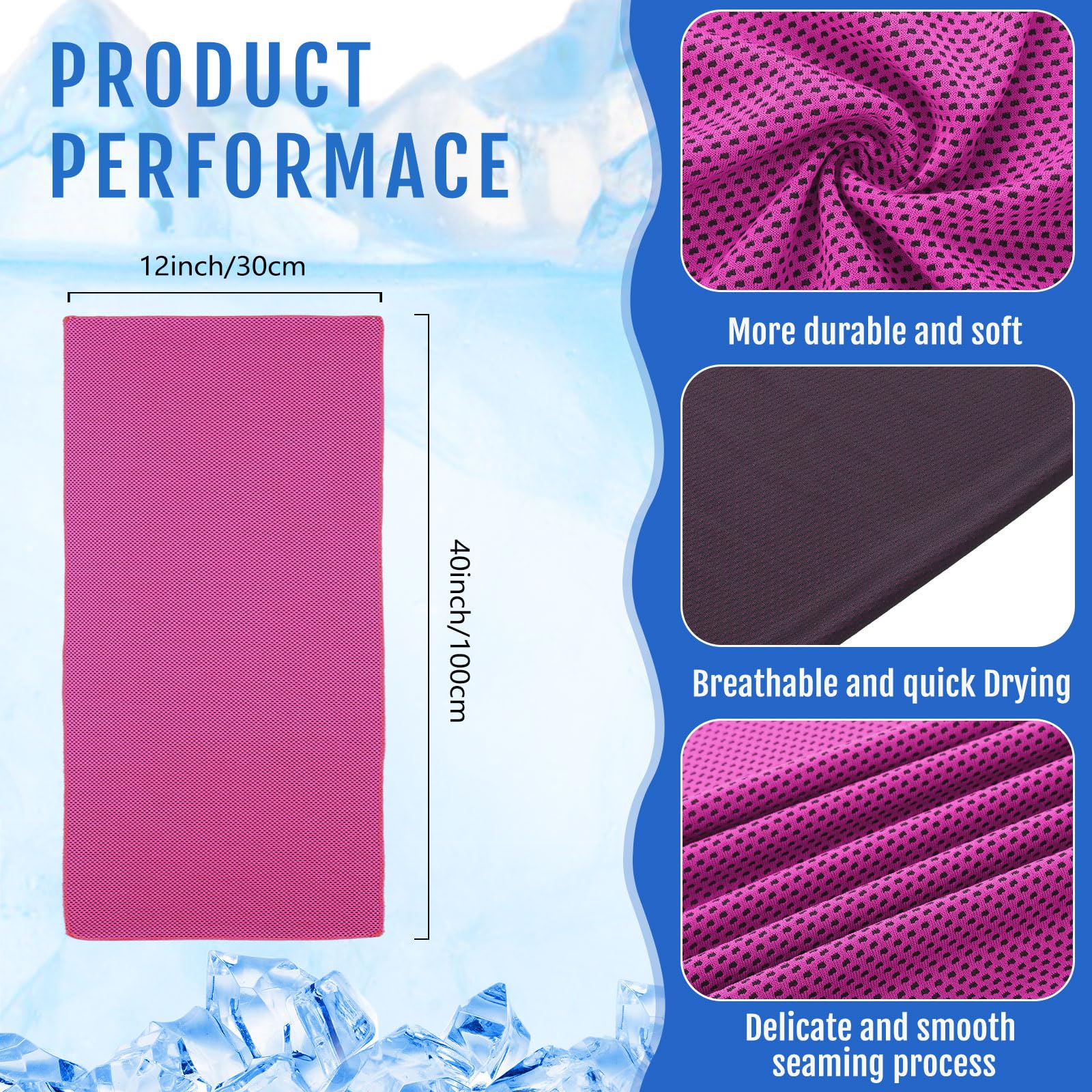 Hosuly 6 Pack Cooling Towels 40" x 12" Sport Towels, Cooling Rag for Neck and Face Ice Breathable Chilly Portable Neck Wraps for Yoga(Black)